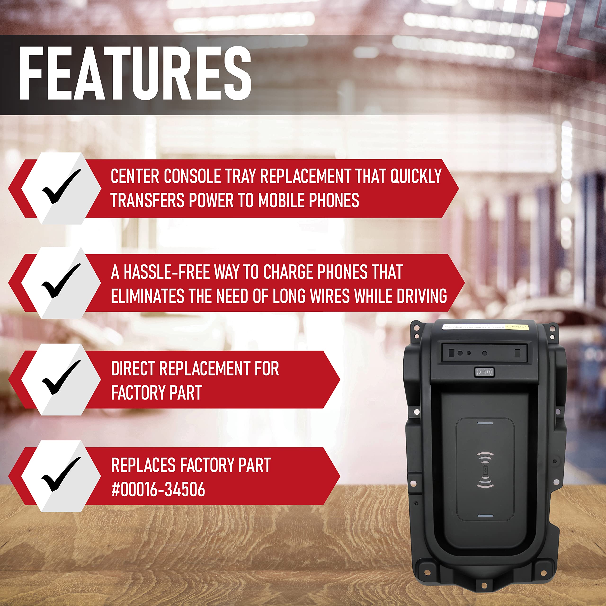 Wireless Charger Tray - Compatible with Toyota Vehicles - 2014, 2015, 2016, 2017, 2018, 2019, 2020, 2021 Tundra - Replaces 00016-34506 - 15 Watts Fast Charging - Center Console Tray Replacement - Very Good