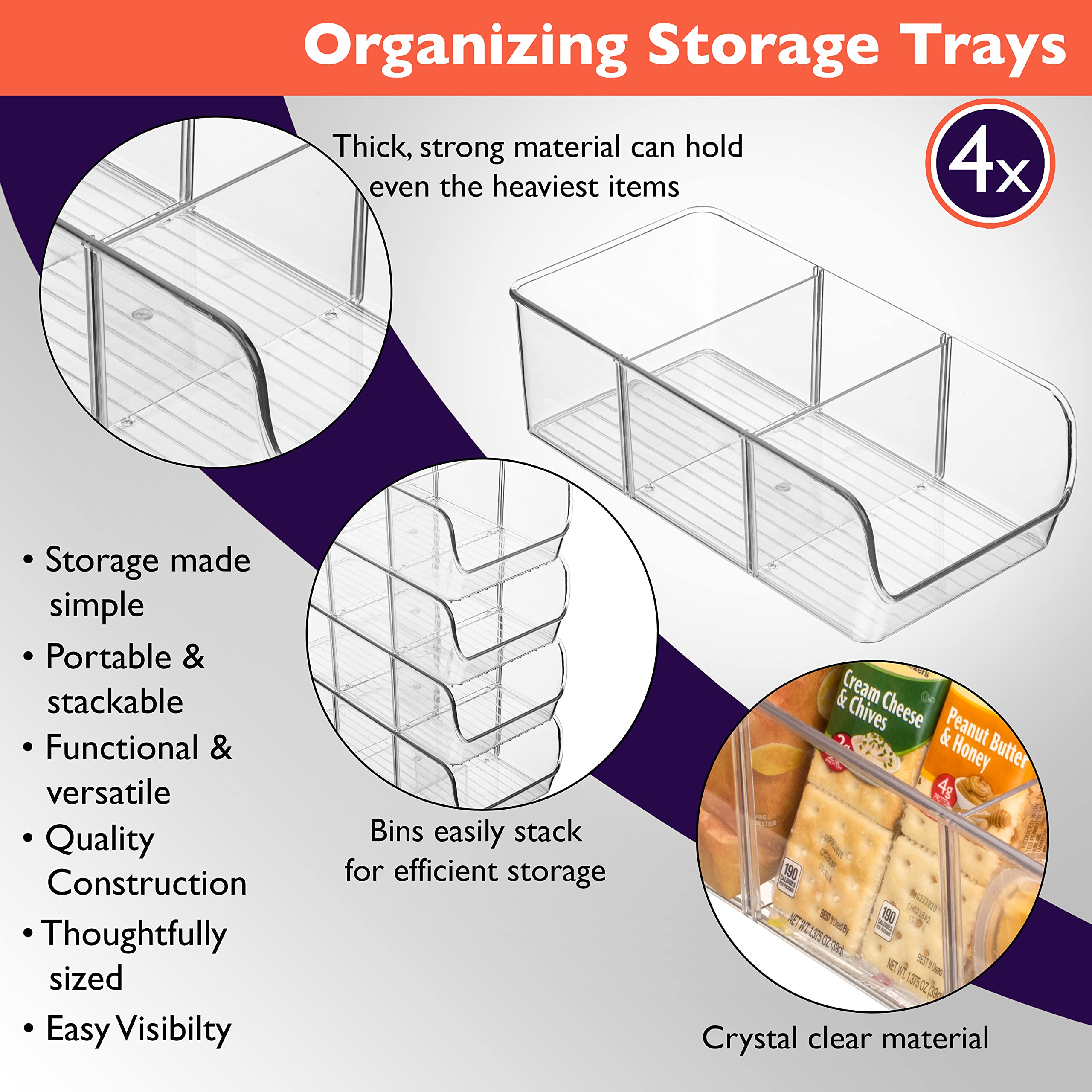 ClearSpace Plastic Pantry/Refrigerator Organization and Storage Bins with Dividers � Perfect Fridge Organizer, Kitchen Cabinet Organizers - Like New
