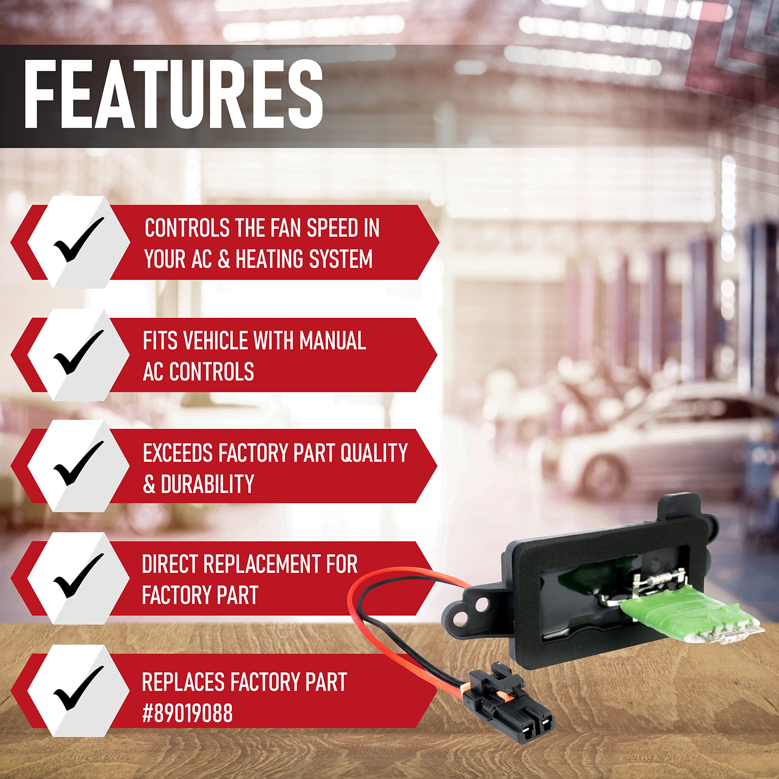 AC Blower Motor Resistor Kit with Harness - Replaces 89019088, 973-405, 15-81086, 22807123 - Compatible with Chevy, GMC & Cadillac Vehicles - Silverado, Tahoe, Suburban & More - Heater/HVAC Blower - Very Good