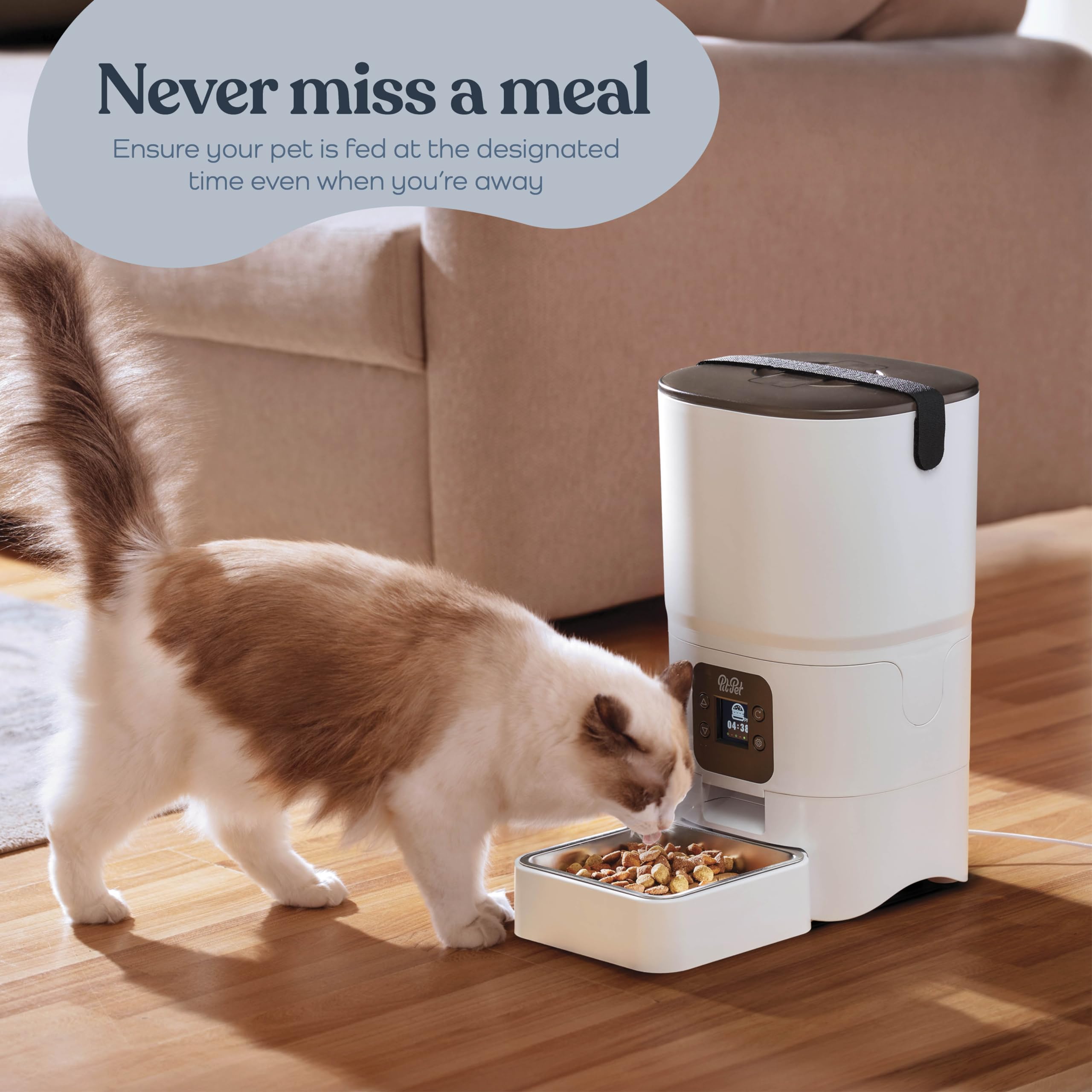 Smart Automatic Cat Feeder - 6-L Reliable Automatic Cat Food Dispenser with Display LCD Screen for Easy Set Up -Portion Control Automatic Dog Feeder - Desiccant Bag Keeps Dry Food Fresh-Voice Recorder - Very Good