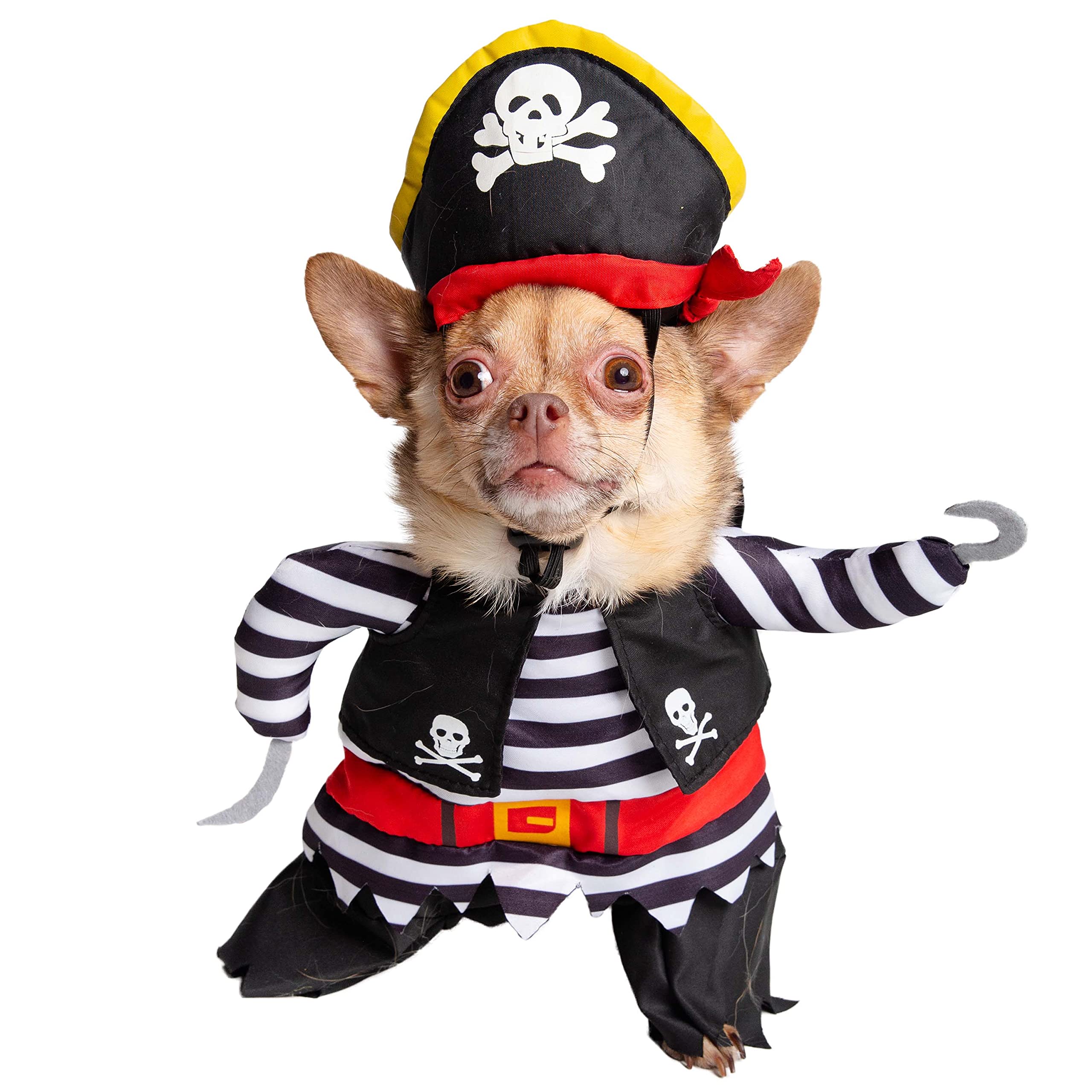 Pet Krewe Dog Pirate Costume | Pet Costume with Arms, Pirate Hat, Tunic and Cape -Perfect for Christmas Holiday, Parties, Photoshoots, Gifts for Dog Lovers | Small/Medium/Large/X-Large - Like New