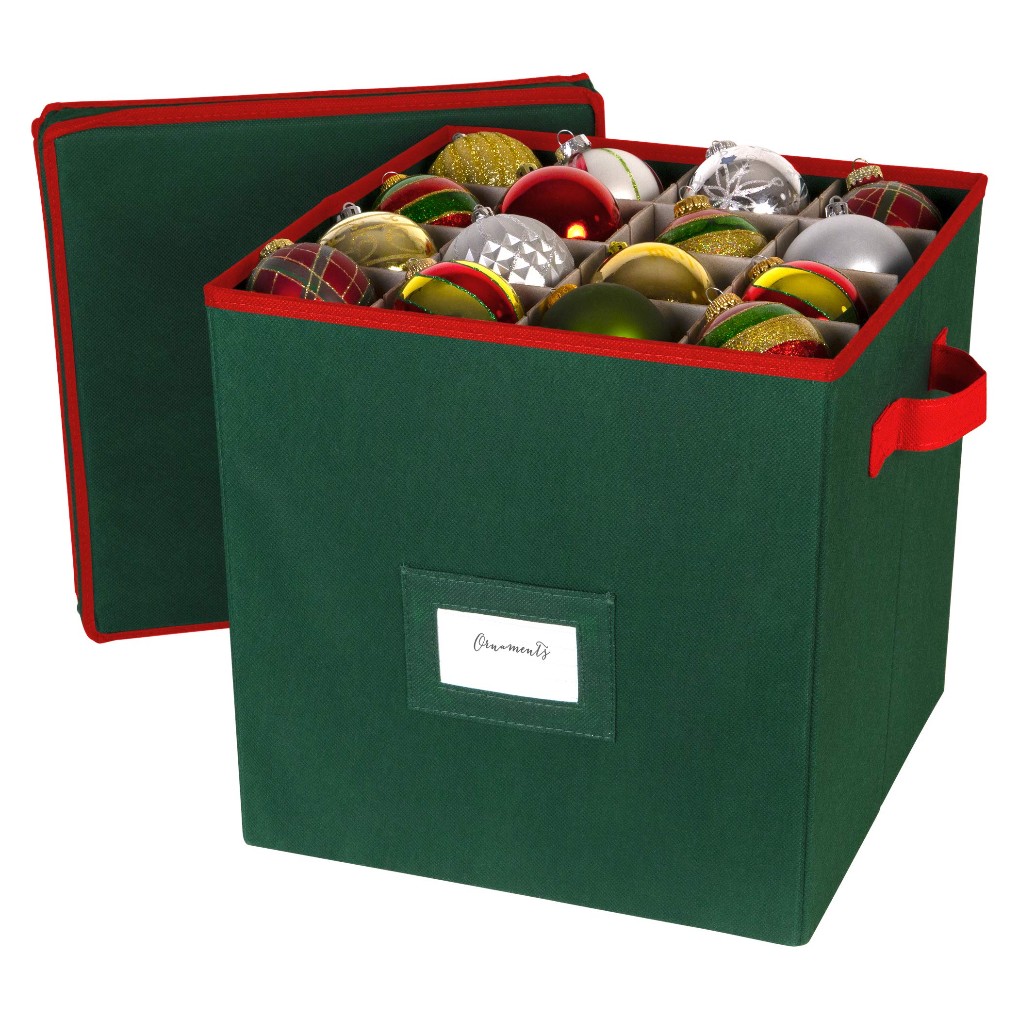 HOLDN’ STORAGE Christmas Ornament Storage Box with Lid - Christmas Decor Storage Containers that Store up to 64 Holiday Ornaments - Green - Like New