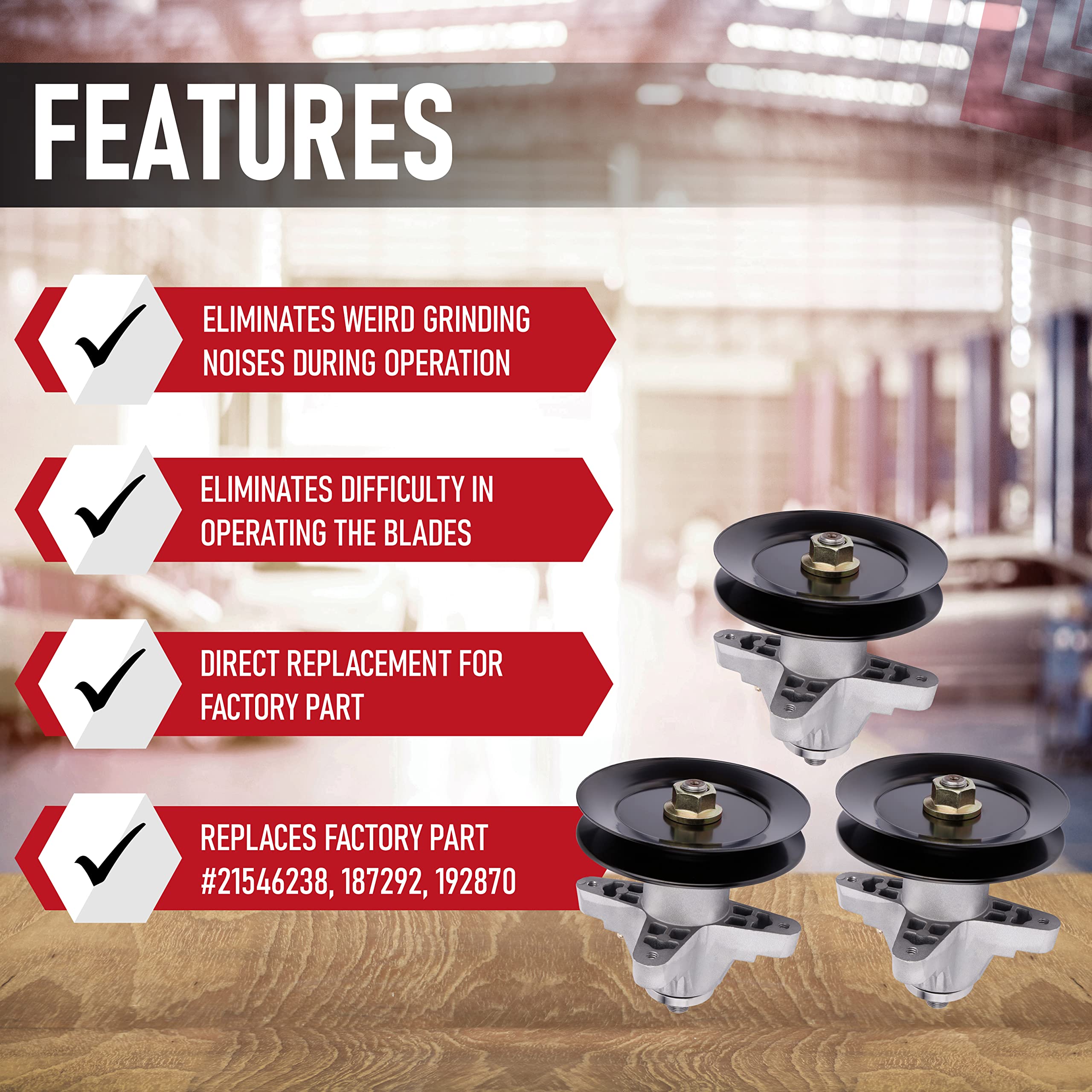 Replacement Spindle Assembly Set of 3 - Compatible with Cub Cadet and MTD - i1050, LT, SLT and RZT - 50" Deck Lawn Mowers - Replaces 918-04126, 918-04125, 618-04126A, 918-04125, 918-04125A, 1120370 - Like New