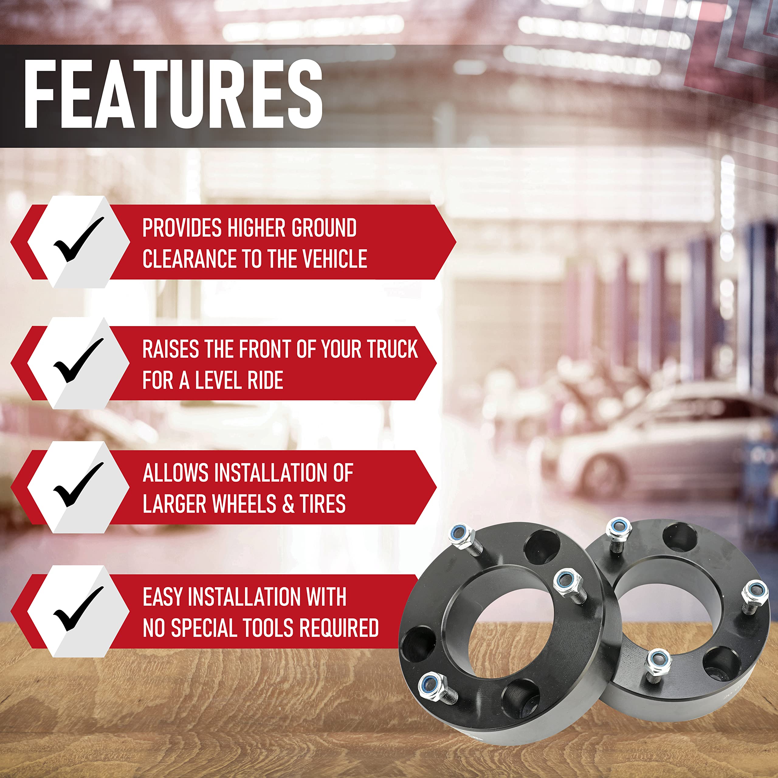 Front Leveling Kit 2.5" Inches - Fits 2004-2018 Ford F-150 Pickup Truck 2WD, 4 Wheel Drive 4WD, 4x4 - Front Strut Spacers Lift 2 1/2 Inch - Forged Aircraft Aluminum Billet Construction - Like New