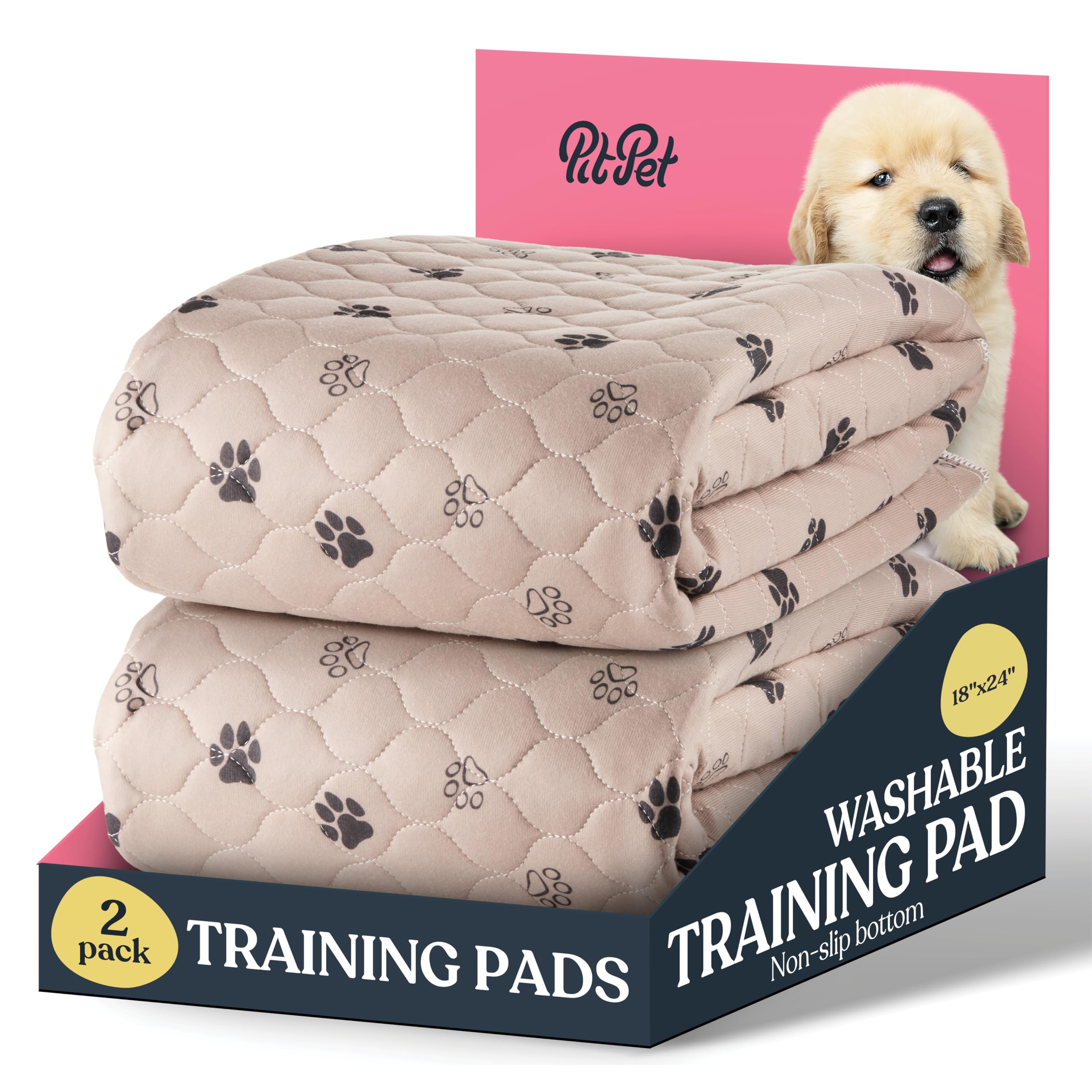 Super Absorbent Washable Pee Pads for Dogs - 2-Pack Superior Reusable Puppy Pads Pet Training Pads –100% Waterproof Dog Pee Pad Protects Against Urine Leakage Non-Slip Grip Prevents Slipping& Bunching - Very Good