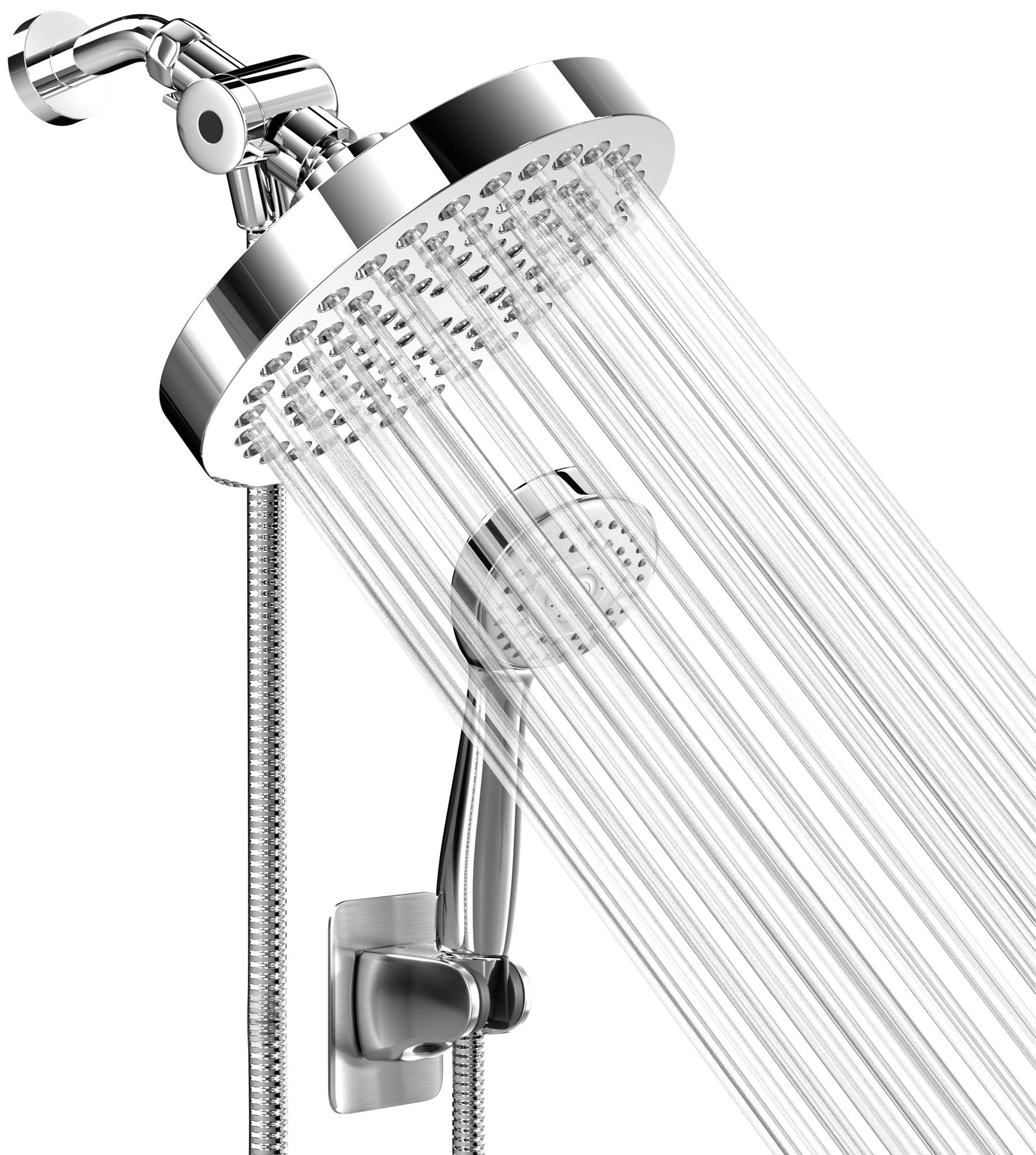 Shower Head With Handheld Combo, 6 Inch High Pressure Rainfall Showerhead With Hand Held 70 Inch Hose for Bath - Adjustable Swivel Shower Head Spray Anti-leak Nozzles - Universal Fit - Acceptable