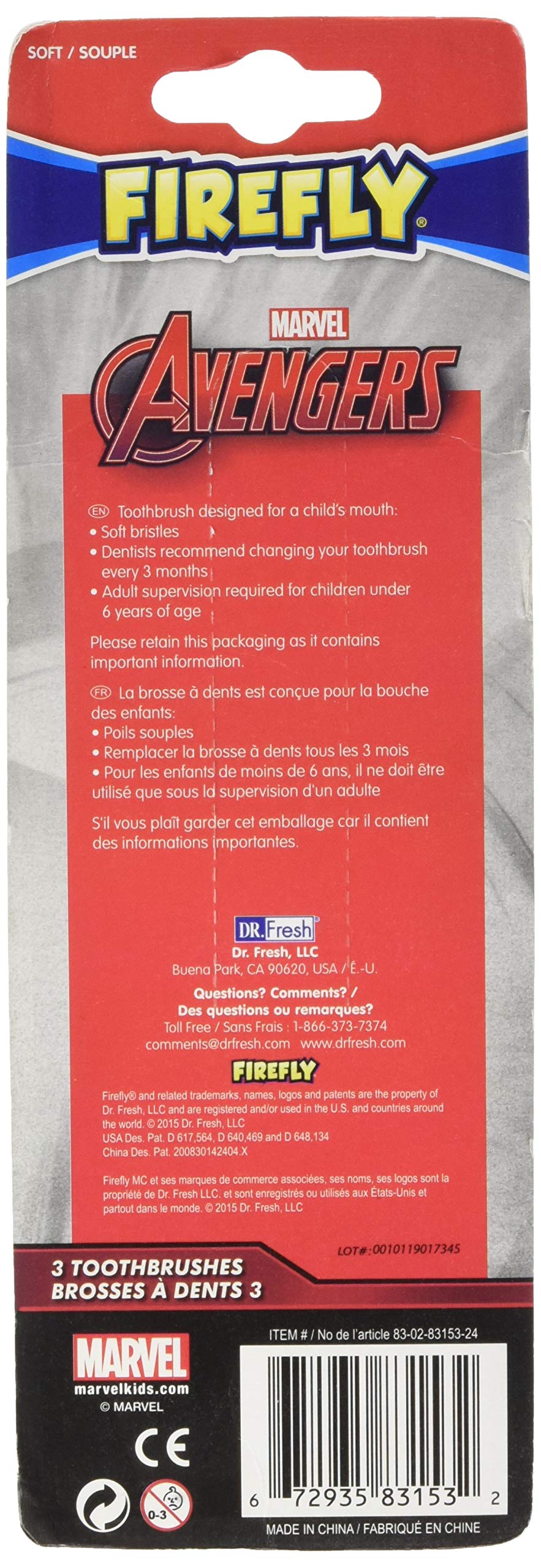 High Ridge 352615 wholesale avengers toothbrush 3pk, 3 Count