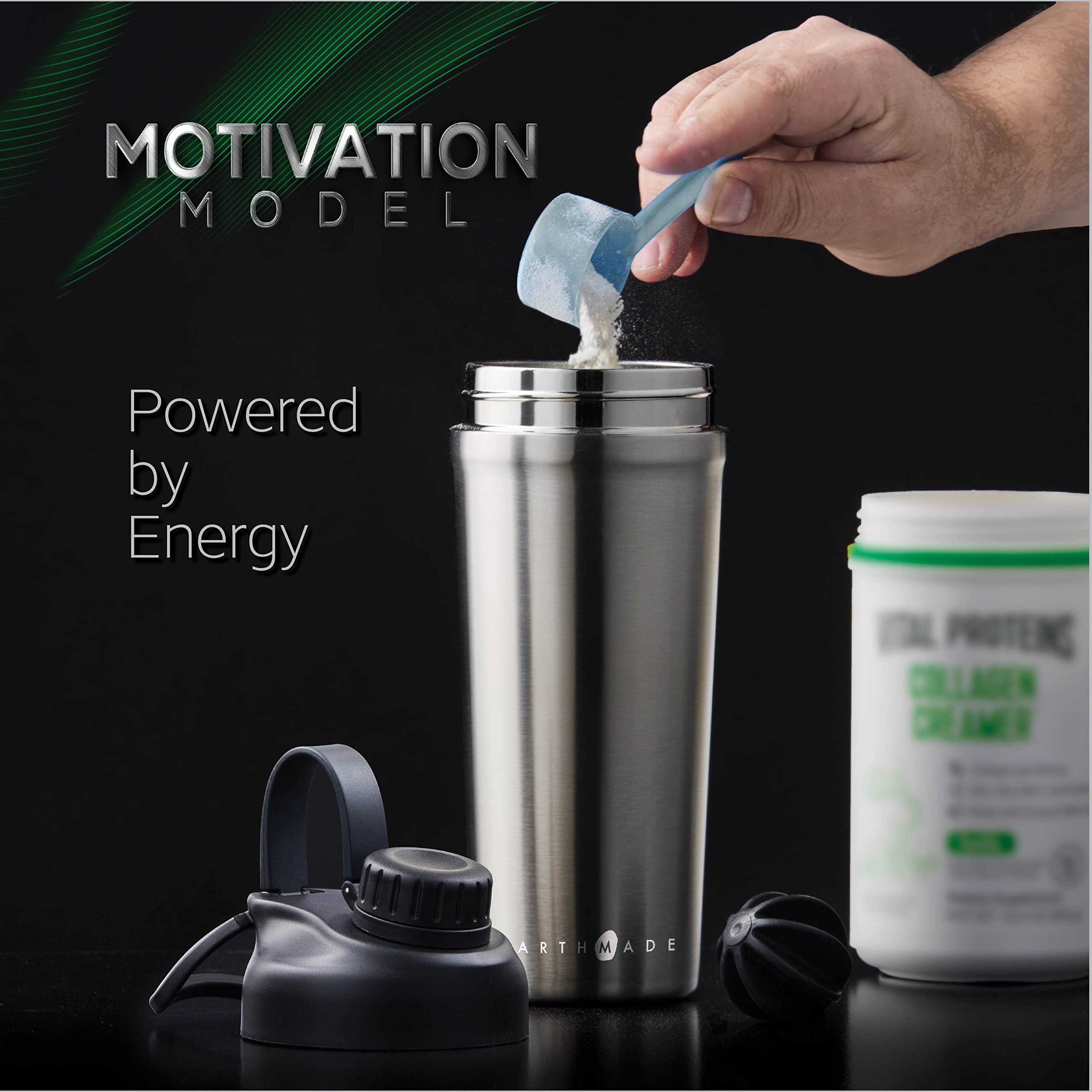 Earthmade Protein Shaker Bottle Stainless Steel, 28 Oz Insulated Shaker Bottles for Protein Mixes Keeps Cold 30 Hrs Leakproof Shaker Cup - Like New