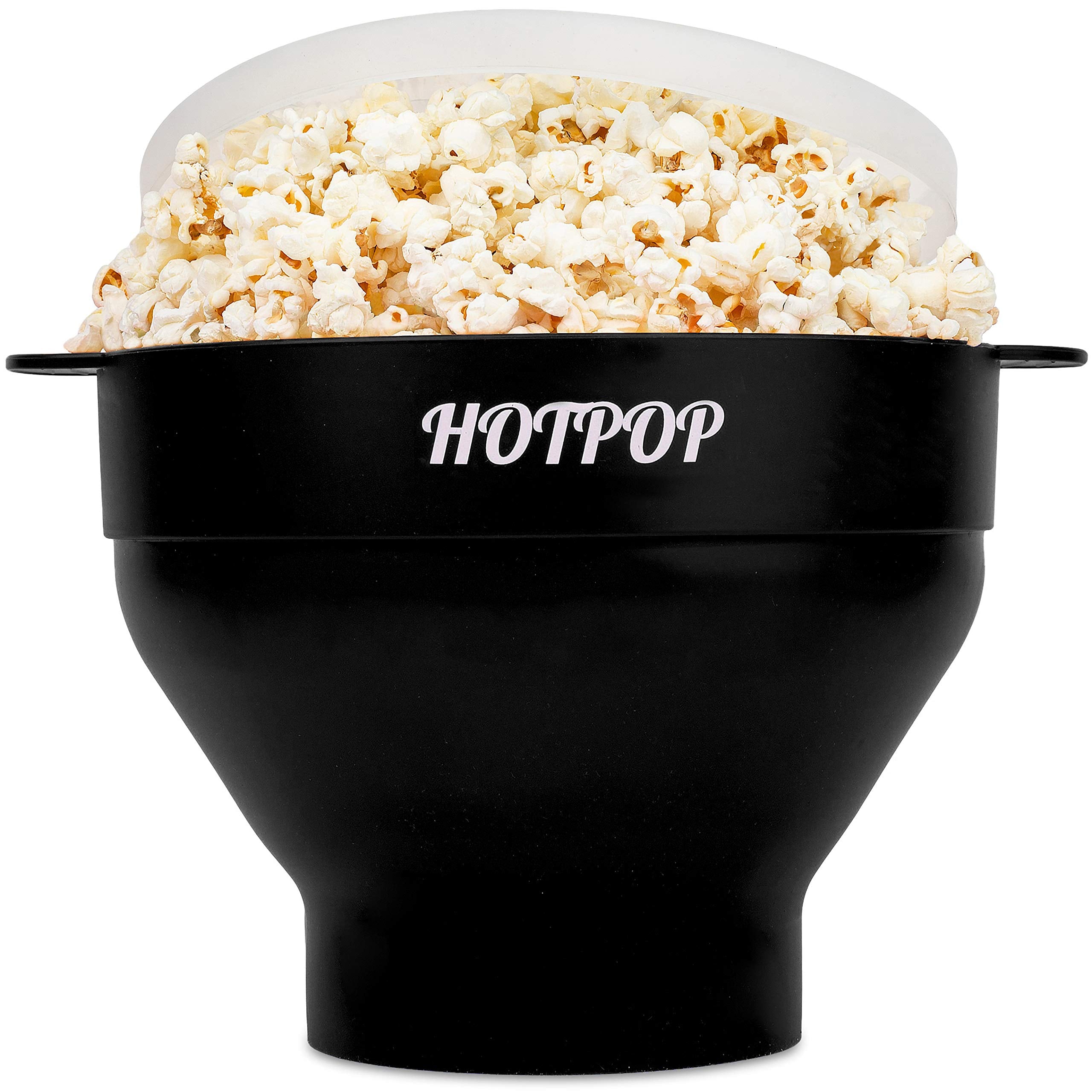 The Original Hotpop Microwave Popcorn Popper, Silicone Popcorn Maker, Collapsible Bowl BPA-Free and Dishwasher Safe- 20 Colors Available (Black) - Good