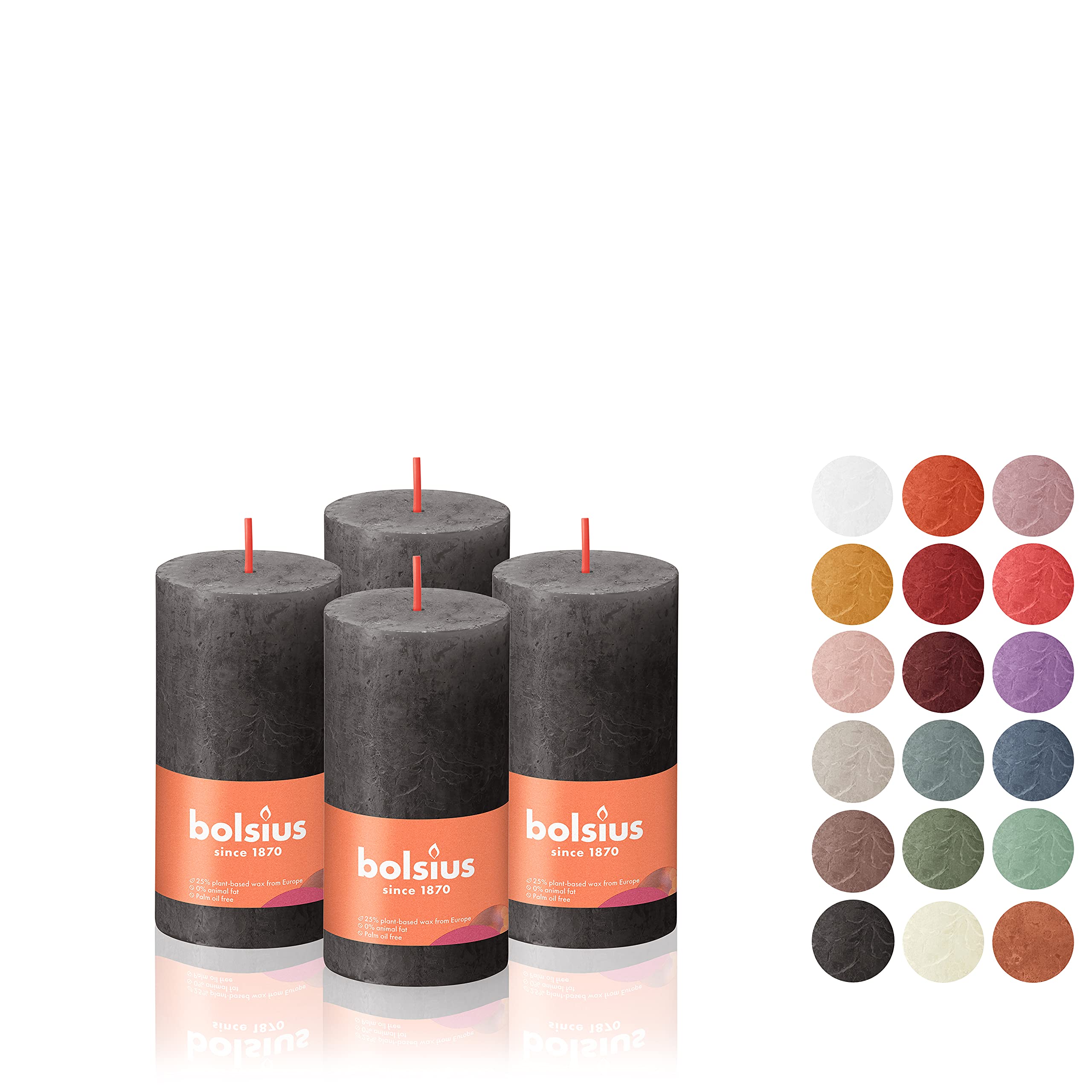 BOLSIUS 4 Pack Stormy Gray Rustic Pillar Candles - 2 X 4 Inches - Premium European Quality - Includes Natural Plant-Based Wax - Unscented Dripless Smokeless 30 Hour Party D�cor and Wedding Candles - Very Good