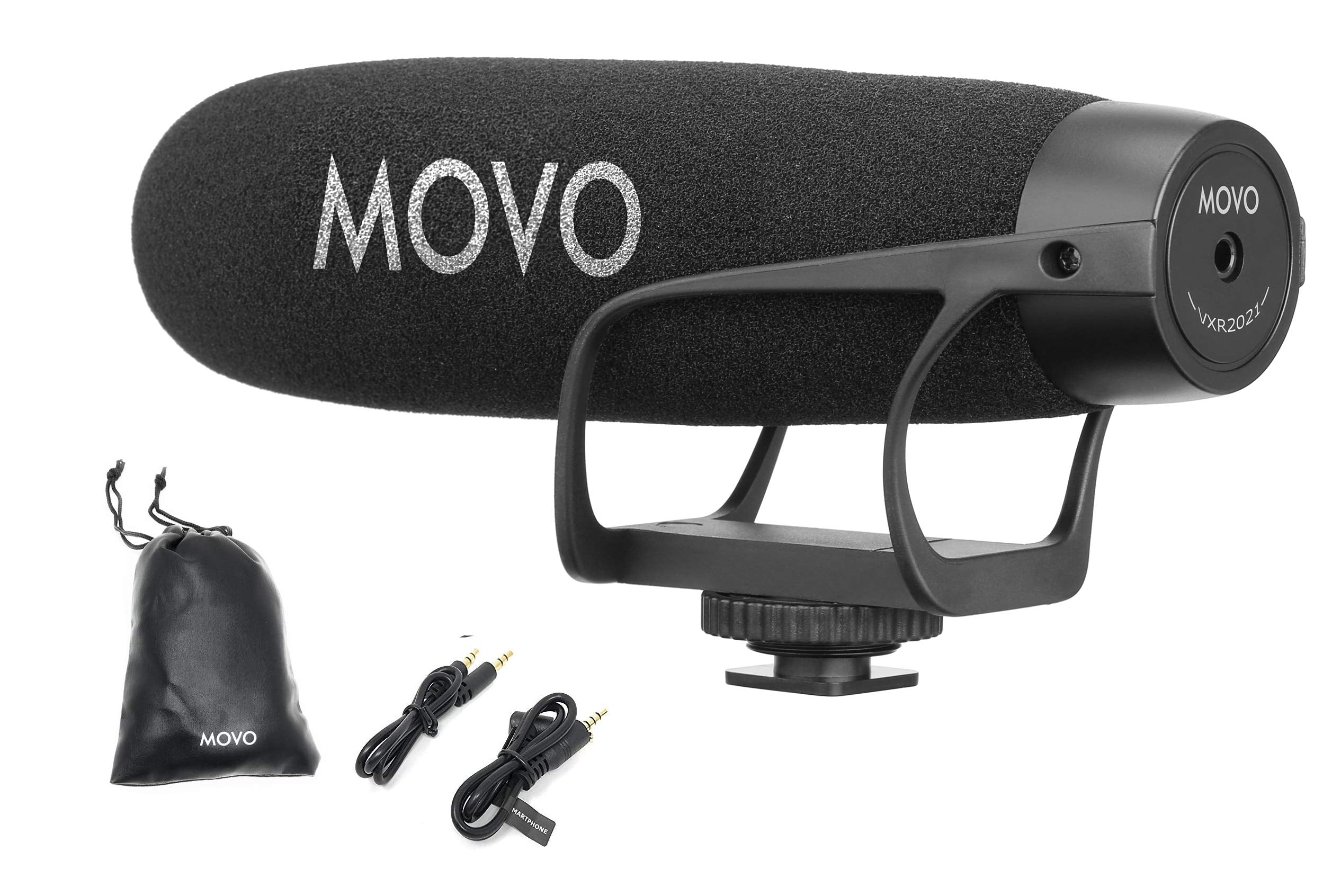 Movo VXR2021 Universal Supercardioid Condenser Shotgun Microphone Compatible with iPhone, Android Smartphones and Tablets. DSLR, Mirrorless Cameras, Camcorders, Recorders, Laptops, Computers and More - Like New