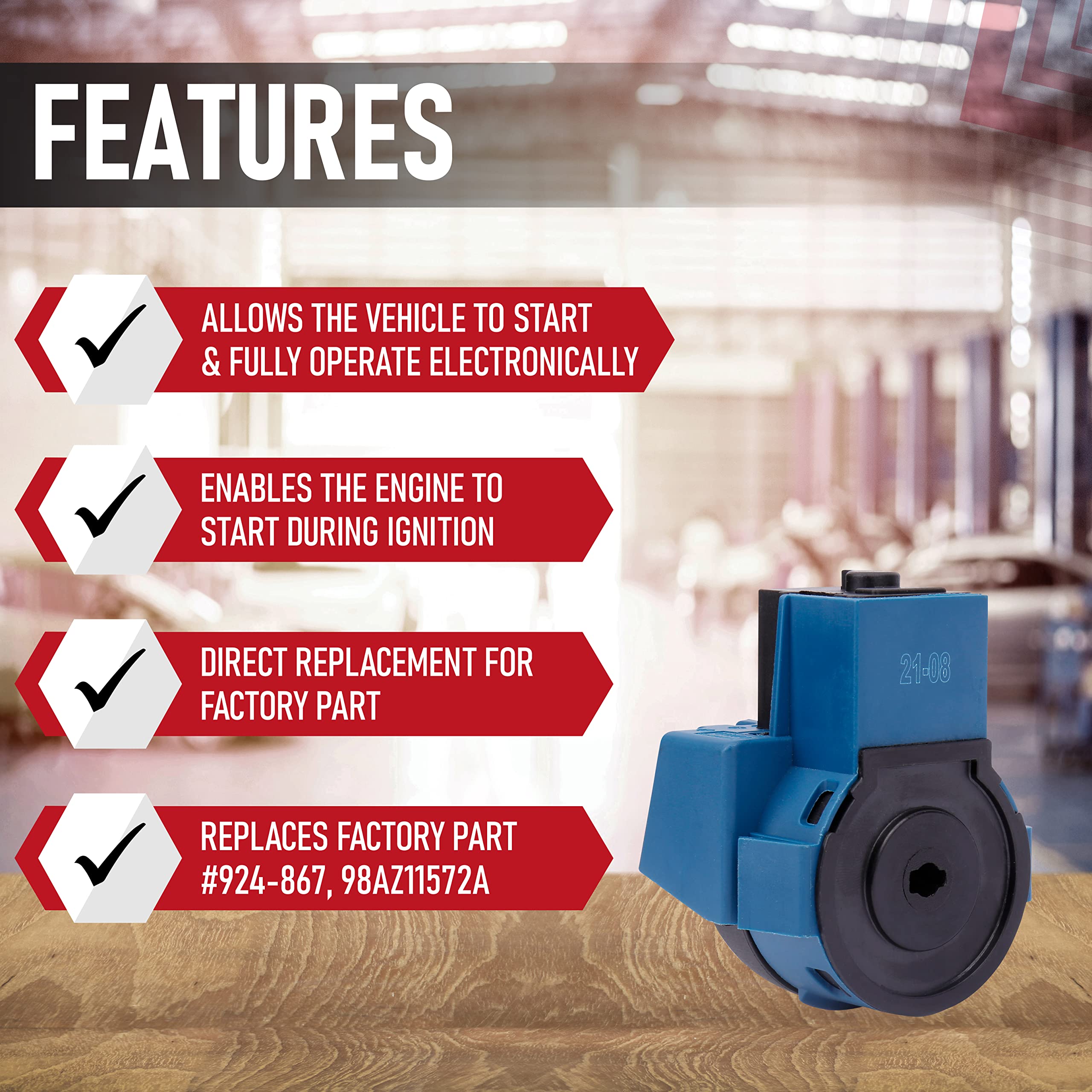 Replacement Automotive Ignition Key Starter Switch by AA Ignition - Compatible with Ford, Lincoln Mazda & Mercury Vehicles - Engine & Electronics Activator - Replaces Part Numbers 98AZ11572A, 924-867 - Acceptable