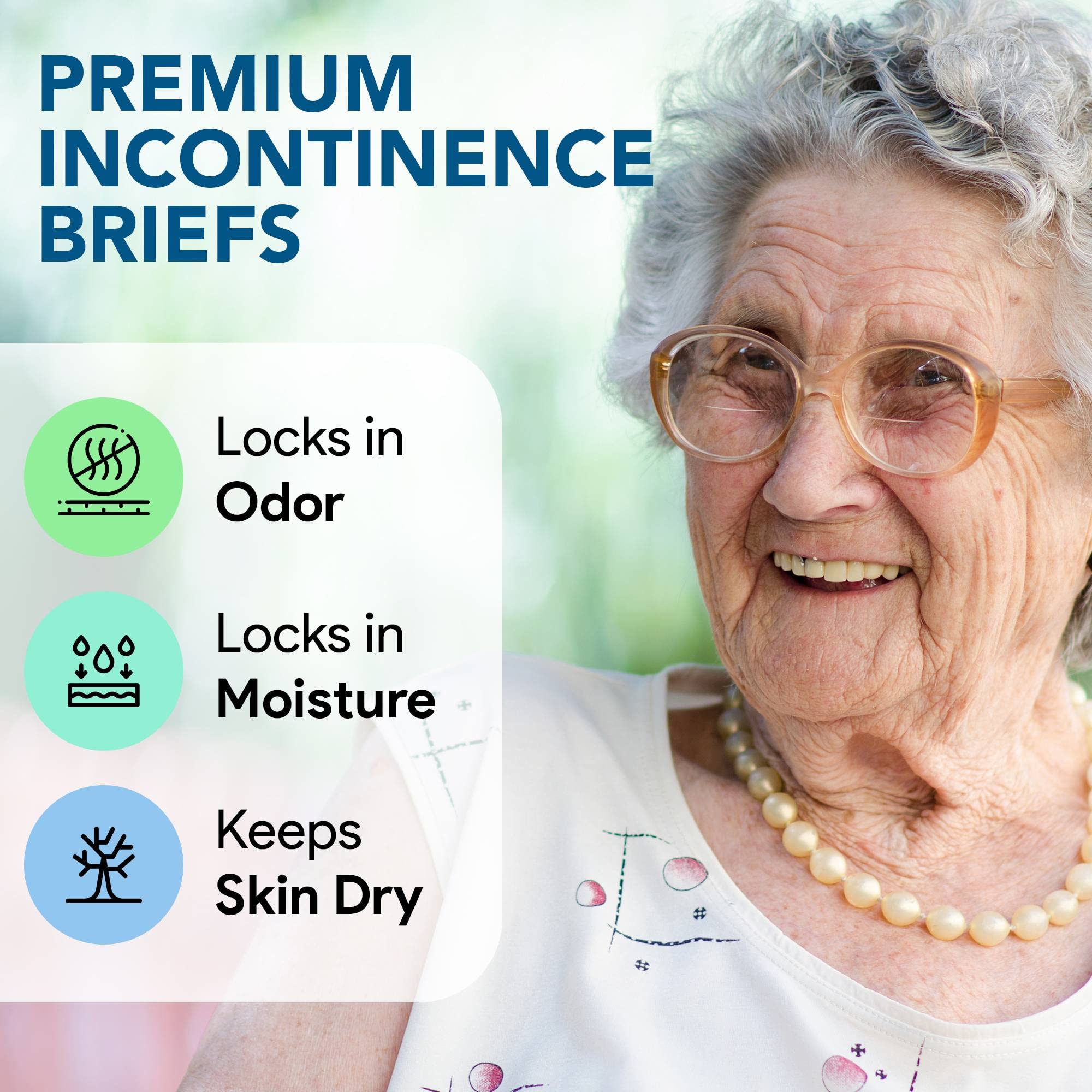 Medium Adult Diapers 12 Pack - Moderate Absorbency Incontinence Briefs with Moisture and Odor Lock - Mat Style Secure Fit, Elastic Gathers and Refastenable Tabs - for Men and Women