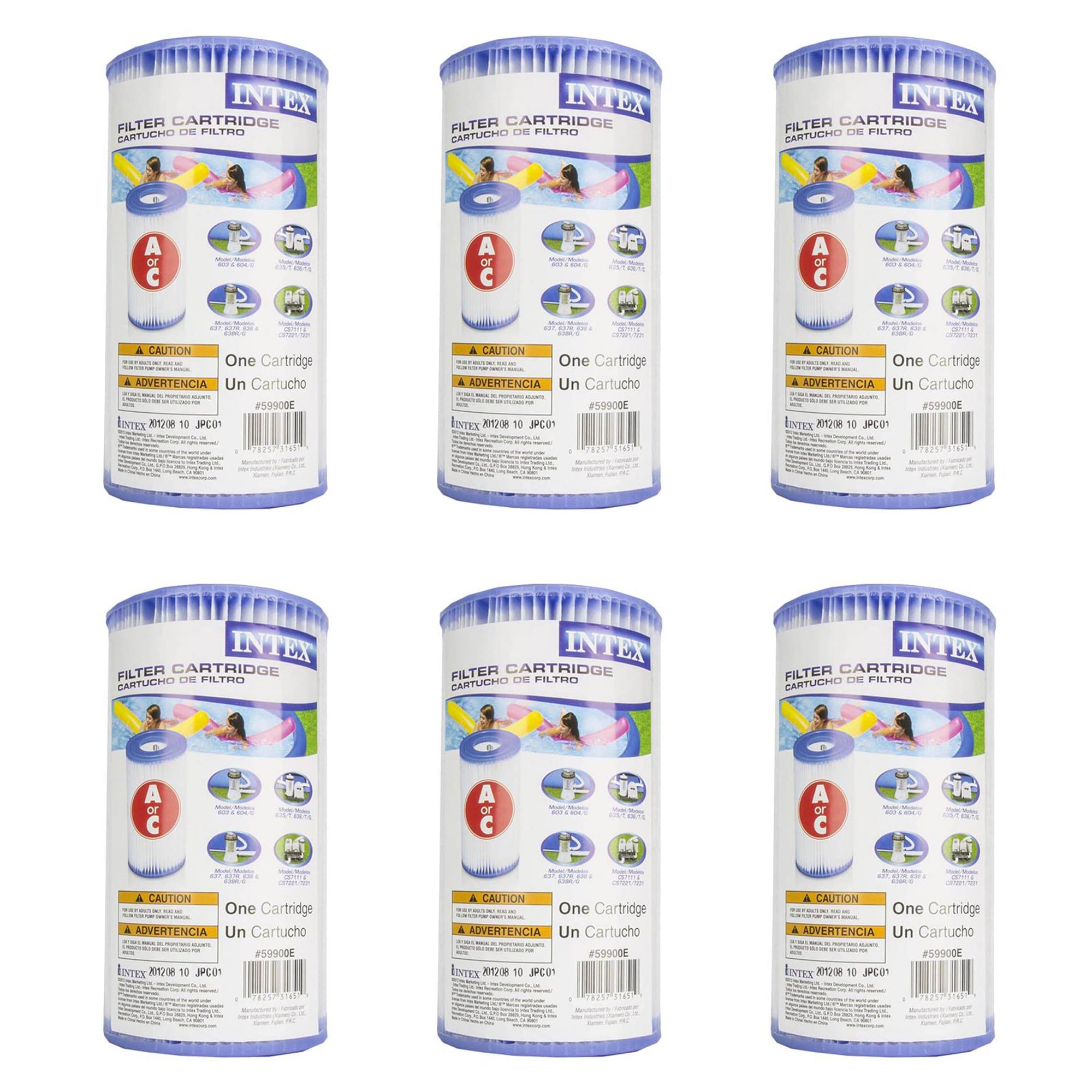 (Pack of 6) Intex 29000E/59900E Easy Set Pool Replacement Type A or C Filter Cartridge - Like New