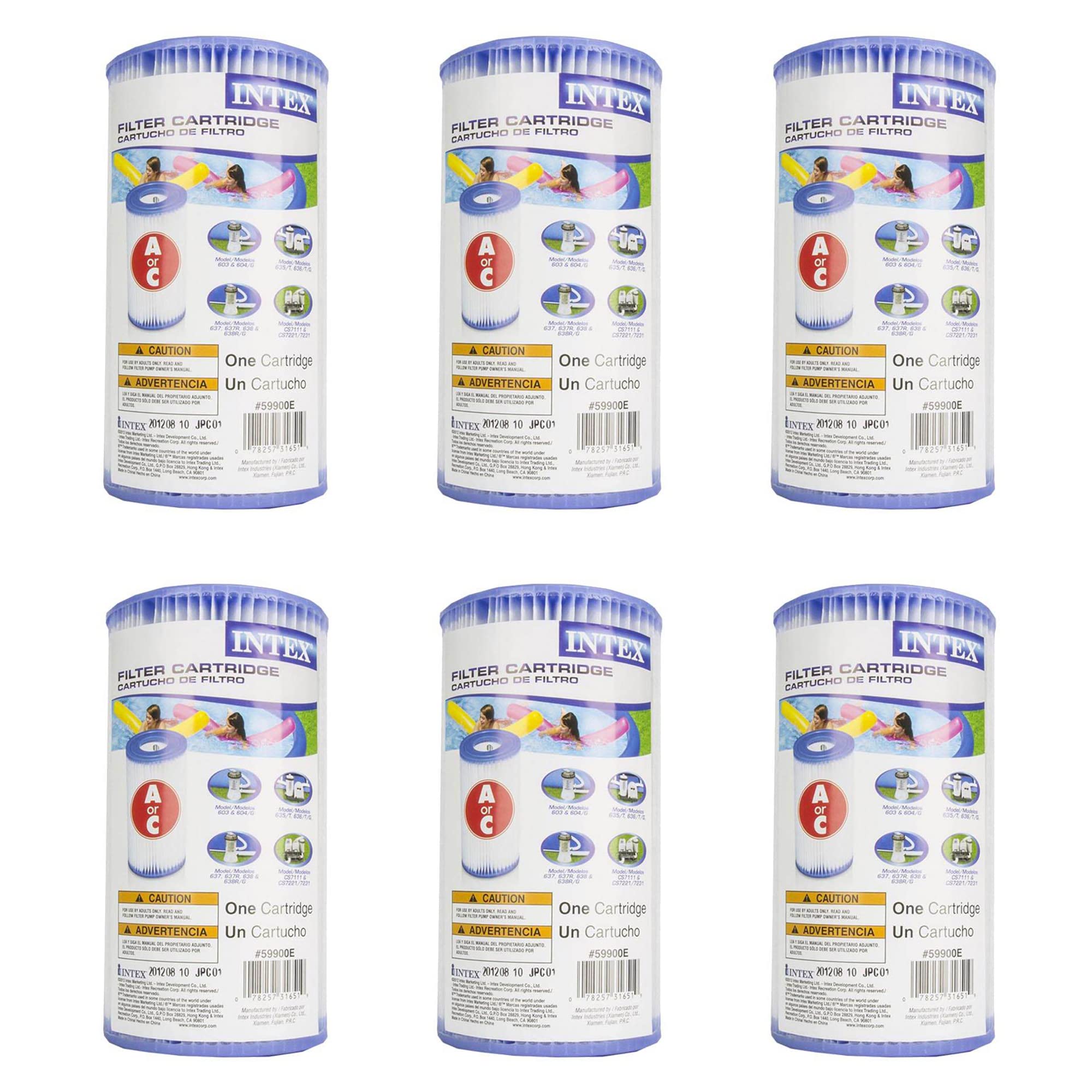 (Pack of 6) Intex 29000E/59900E Easy Set Pool Replacement Type A or C Filter Cartridge  - Like New