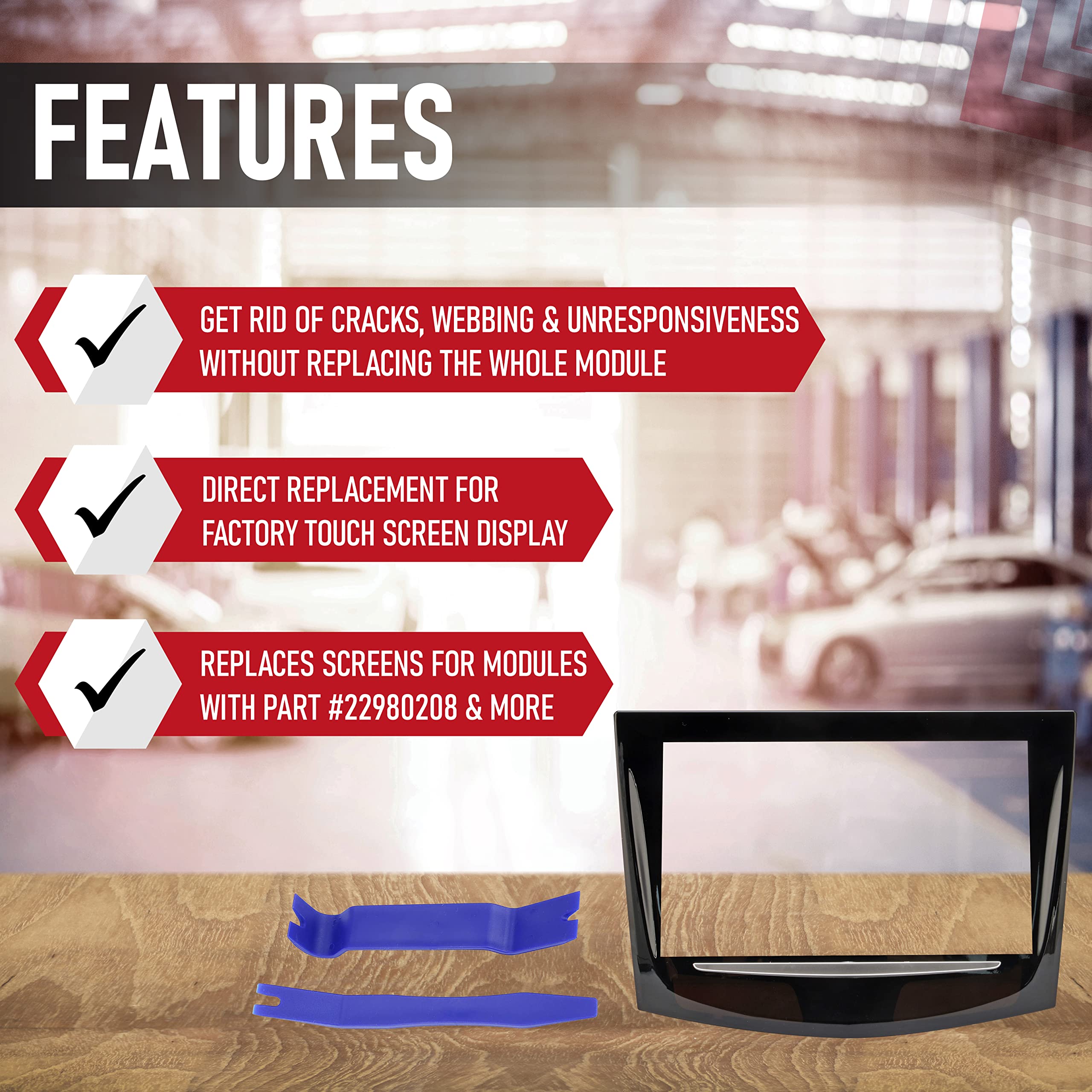 Replacement CUE Touch Screen Display - Compatible with Cadillac Vehicles - ATS, CTS, ELR, Escalade, ESV, SRX, XTS - Premium Gel-Free Infotainment Screen - Replaces Screens For 22980208, 22986276 - Like New