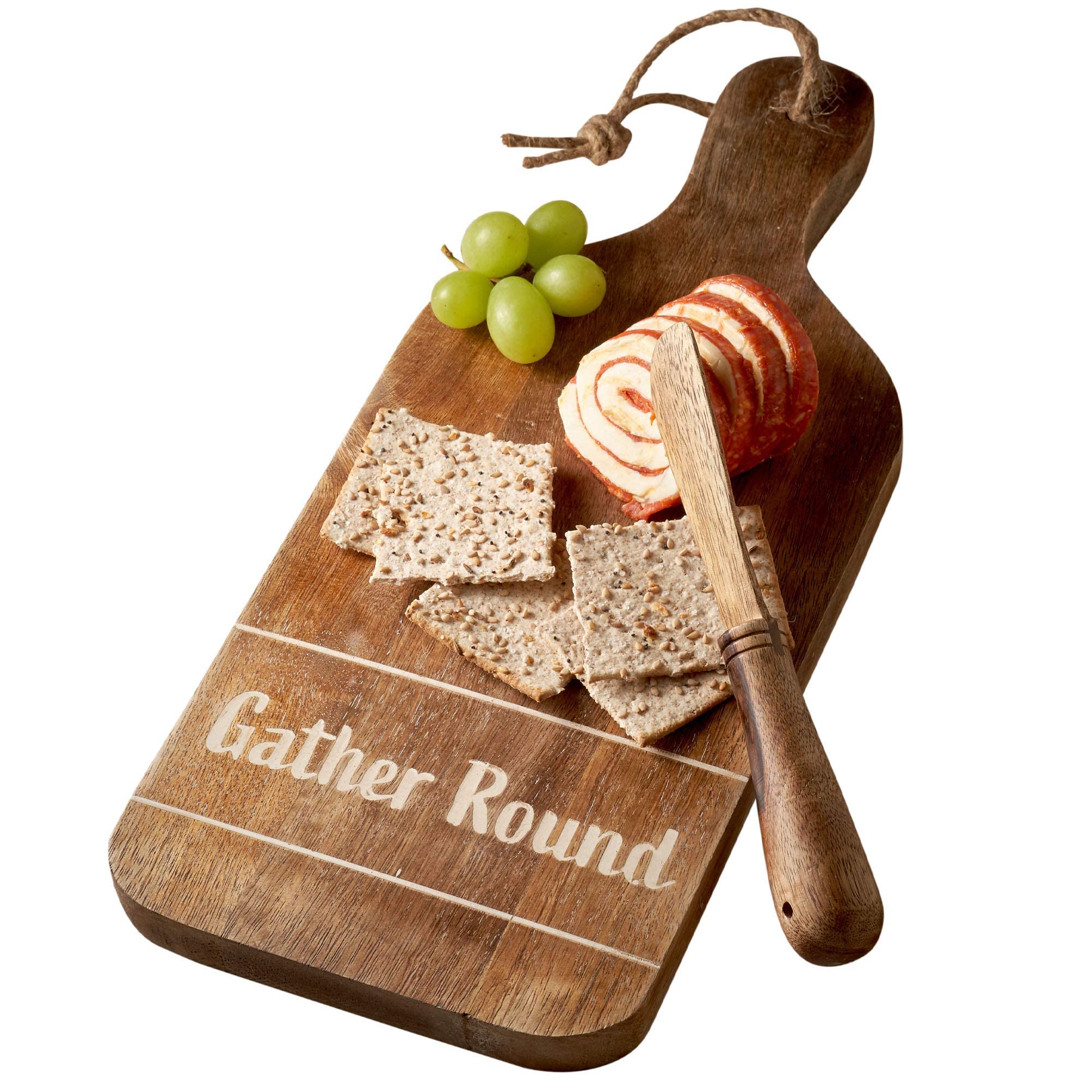 Wooden Cutting Board � Cheese Board, Serving Board with Wooden Spatula By Glaver's � Steak Board, Wood Charcuterie Boards - Non-BPA, Durable and Easy to Wash - Like New