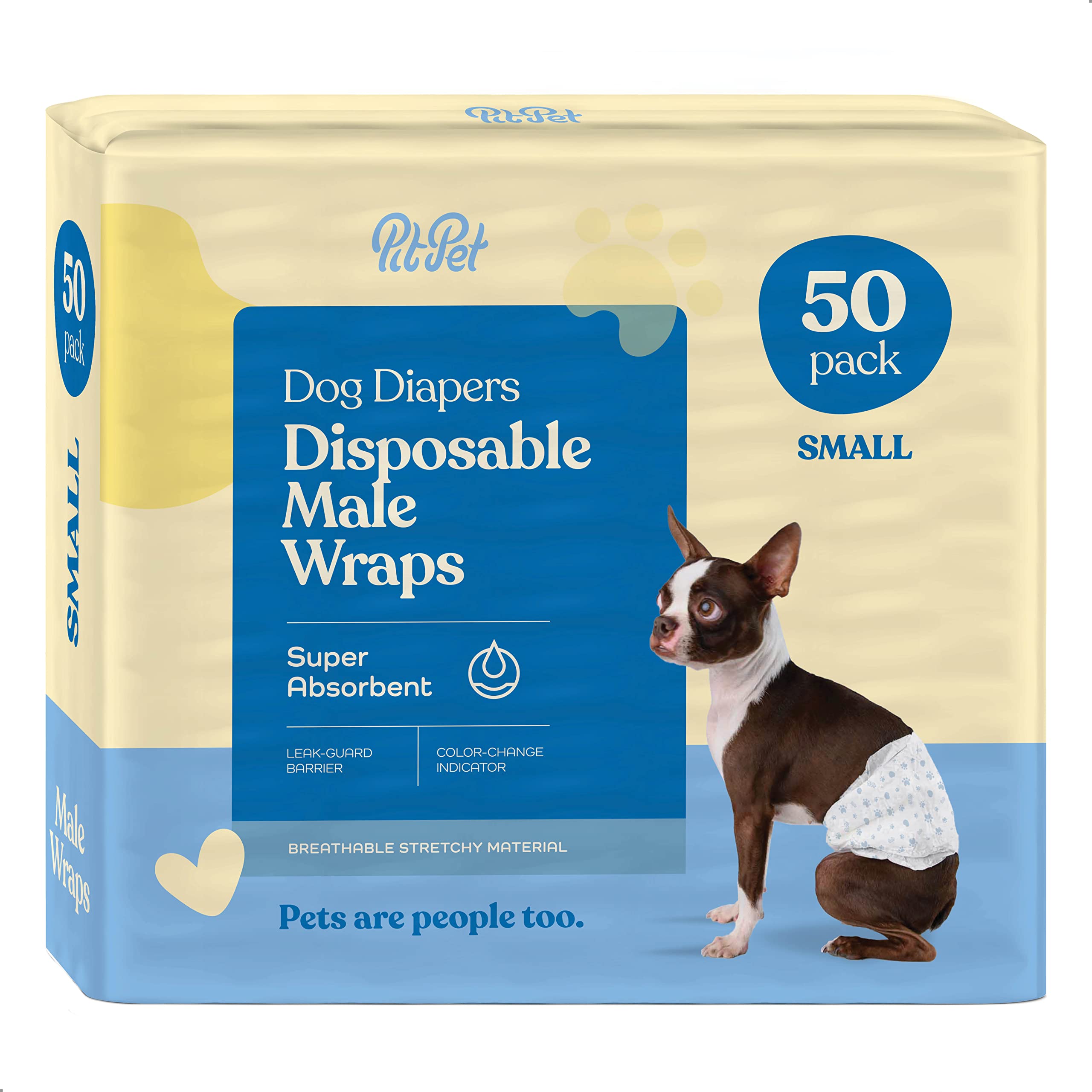 Comfortable Male Dog Diapers - Super Absorbent Disposable Male Dog Wraps- FlashDry Gel Technology, Wetness Indicator Doggie Diapers- Leakproof Belly Wraps for Incontinence, Excitable Urination  - Like New
