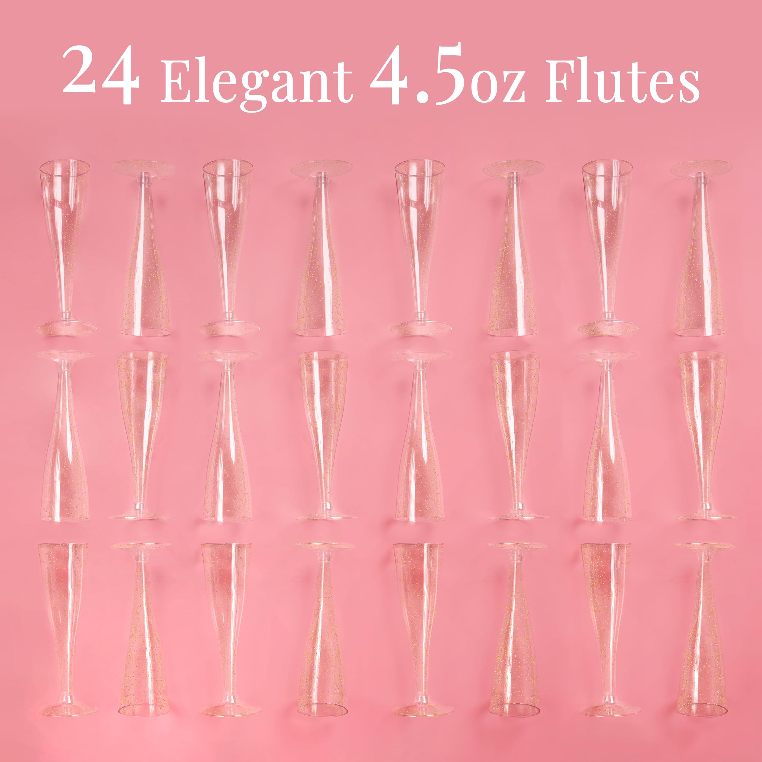 Plastic Champagne Flutes | Disposable Champagne Flute | Plastic Champagne Glasses for Parties - Mimosa Bar, Events, Wedding and Shower Party Supplies  - Like New