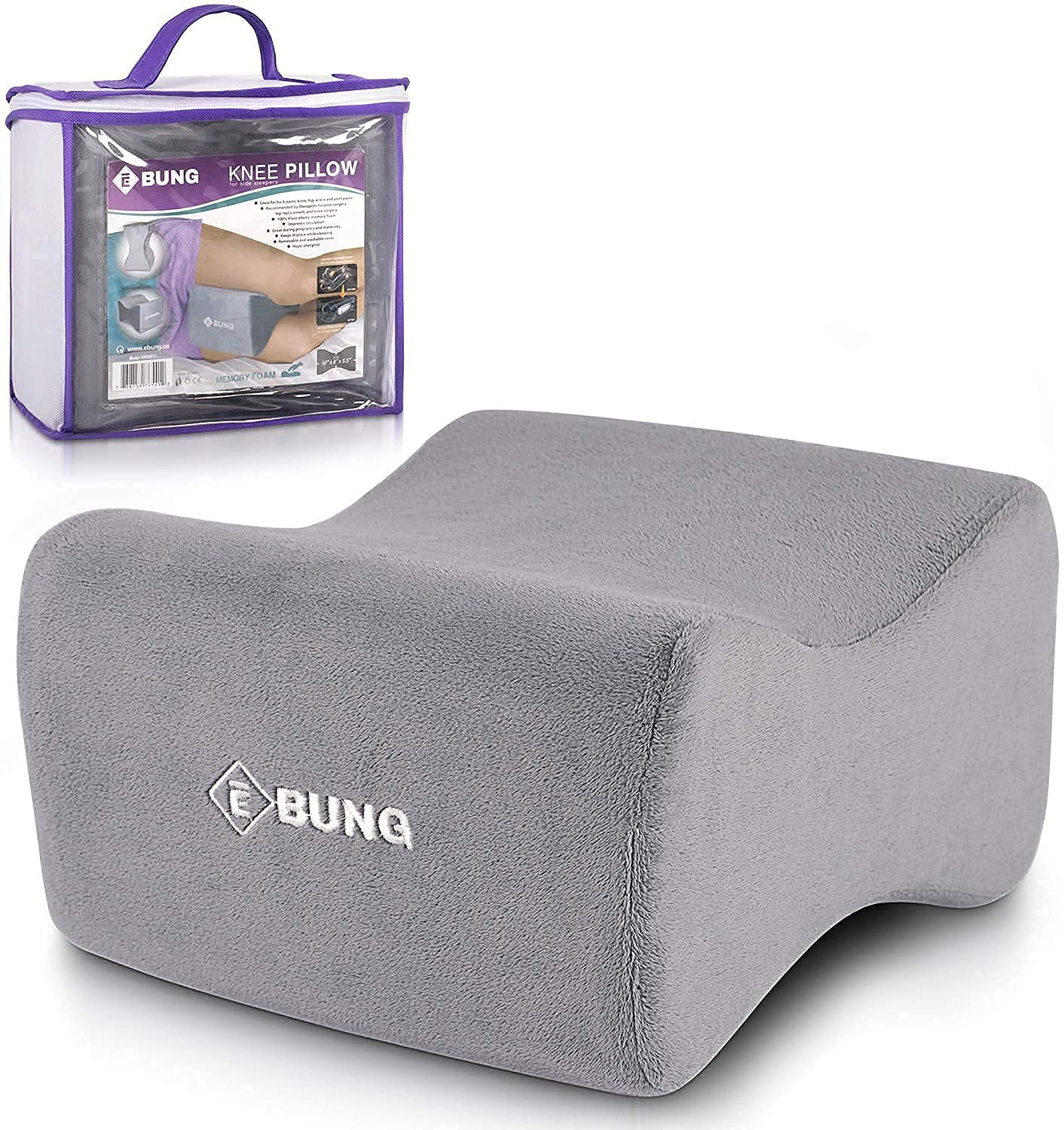 Memory Foam Knee Pillow & Leg Pillow for Hip, Back, Leg, Knee Pain Relief - Ideal for Side Sleepers, Pregnancy and Right Spine Alignment �Memory Foam Wedge Contour with Washable Cover  - Like New