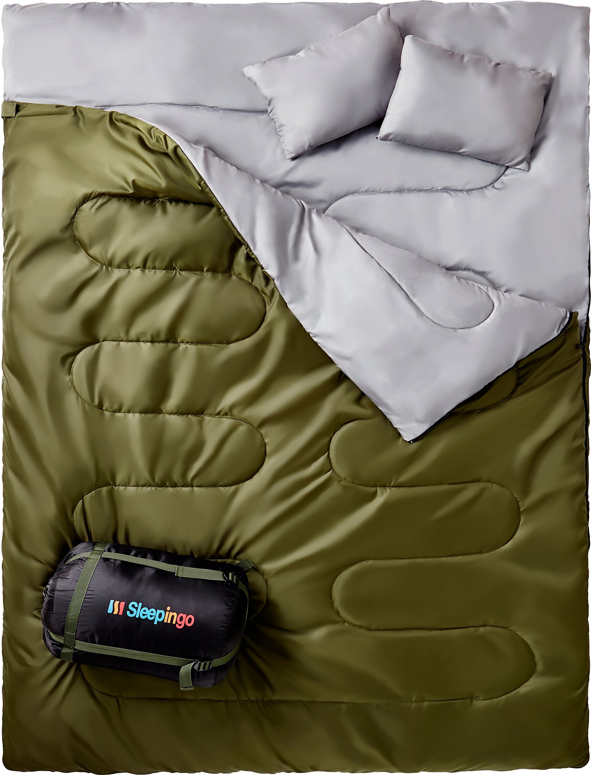 Sleepingo Double Sleeping Bags for Adults Backpacking, Camping, Hiking - Waterproof Queen Sleeping Bag for Adults or Teens - Two Person Sleeping Bag  - Acceptable