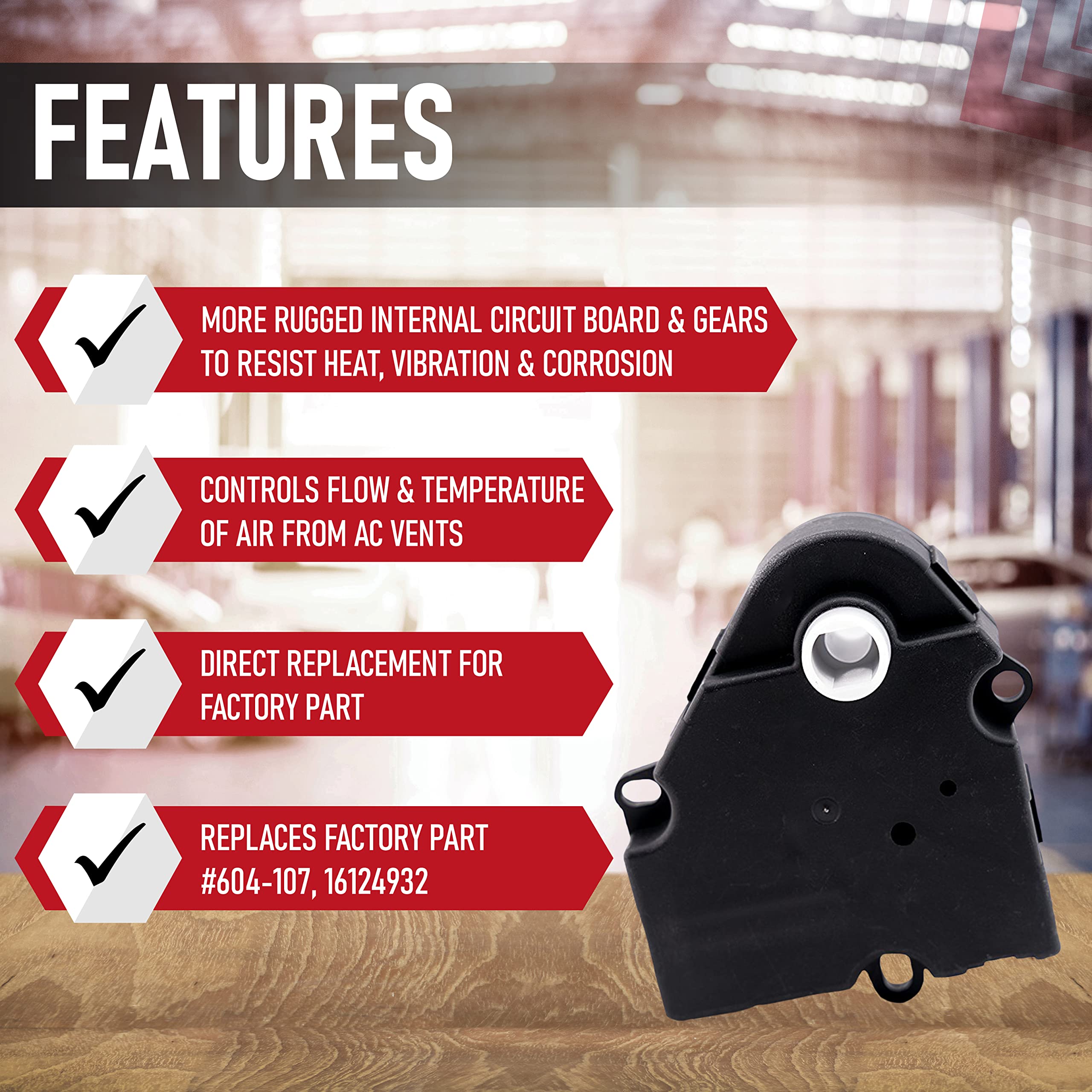 HVAC Blend Door Actuator - Replaces 604107, 16124932, 16177412, 604-107 - Compatible with Chevy, GMC Vehicles and More - Tahoe, Monte Carlo, Corvette, Malibu, K1500 Suburban, Yukon, Regal - Very Good