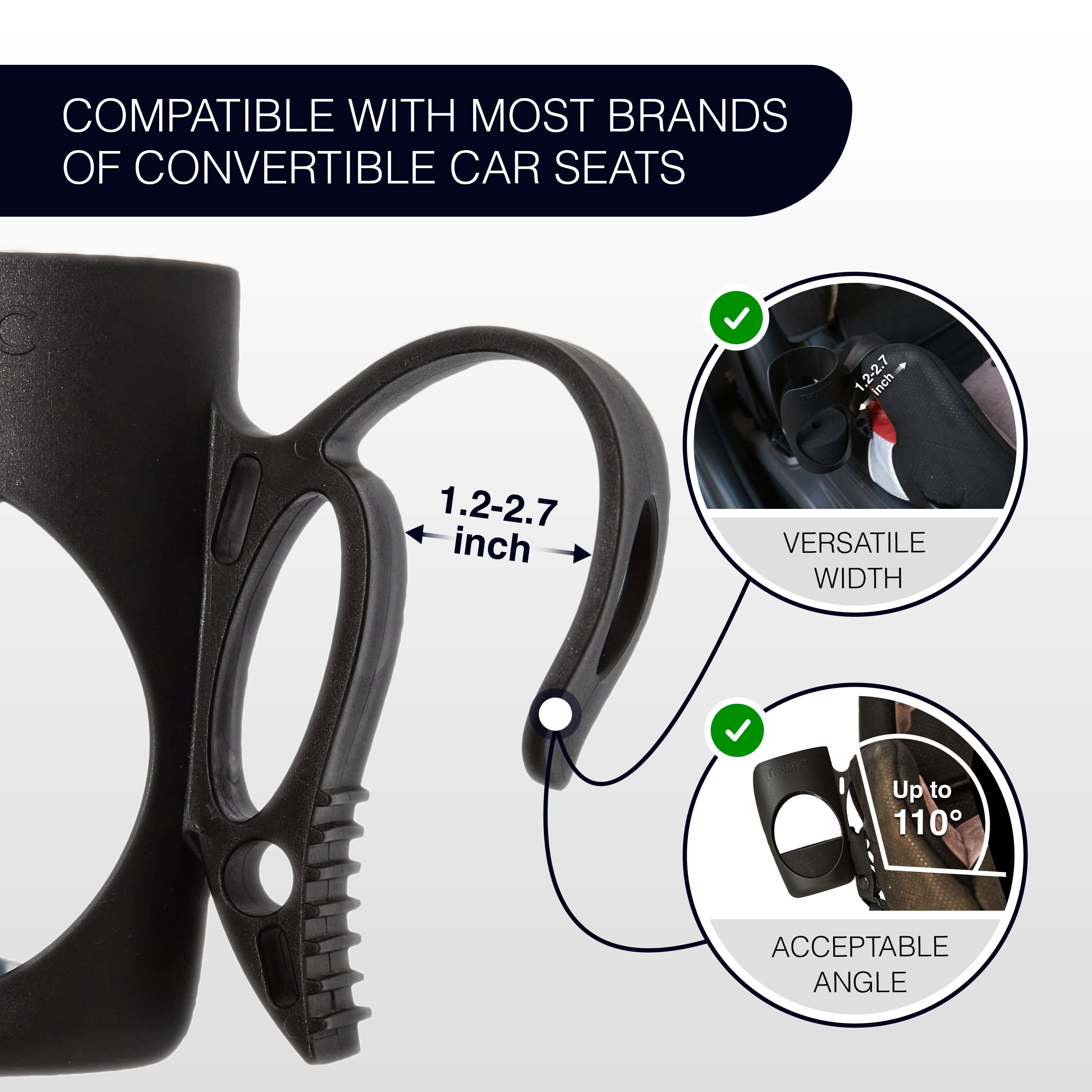 Trustic - Child Cup Holder for Convertible Car Seats - Compatible with The Majority of Car Seat Models � Black - Like New