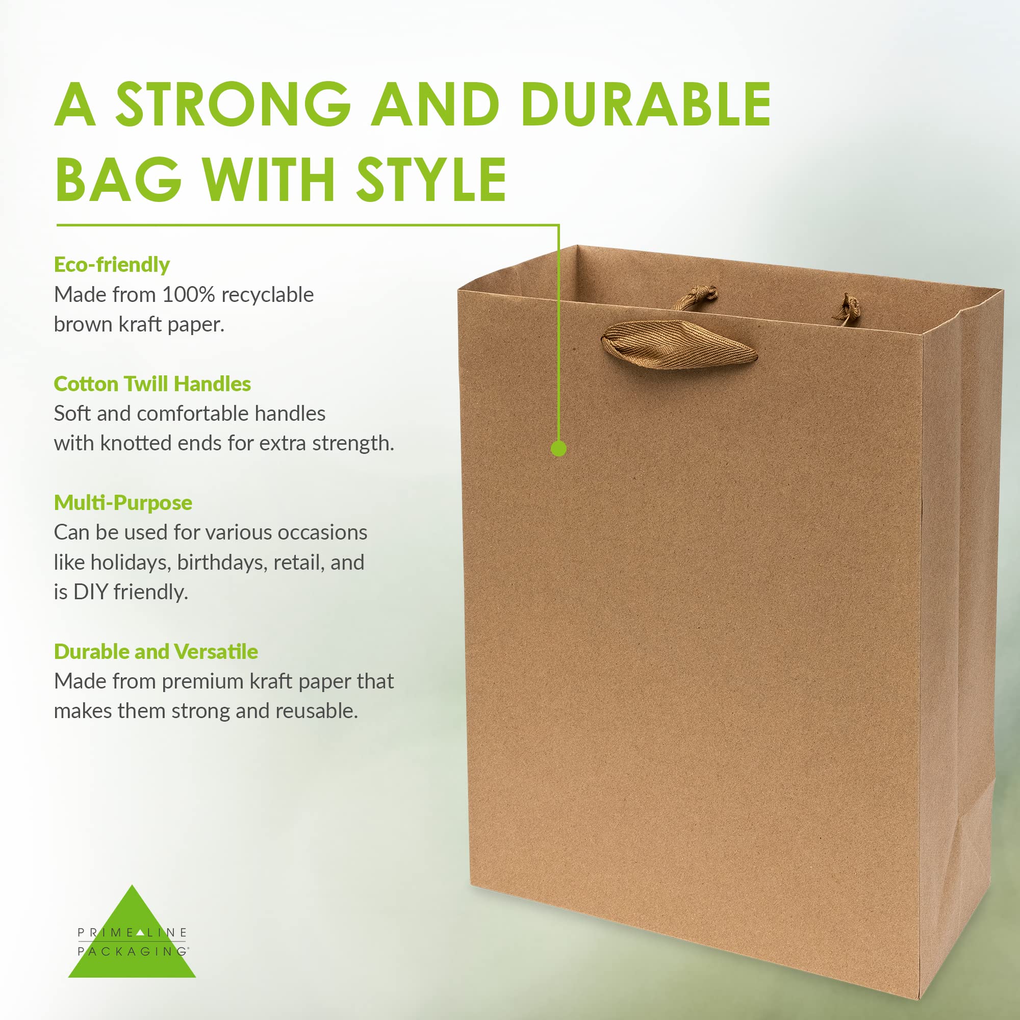 Brown Gift Bags with Handles - 10x5x13 50 Pack Medium Size Boutique Bags, Luxury Ribbon Handle Kraft Paper Shopping Bags for Small Business, Wedding, Party Favor Bags, Gift Wrapping, Goodie Bags, Bulk  - Very Good