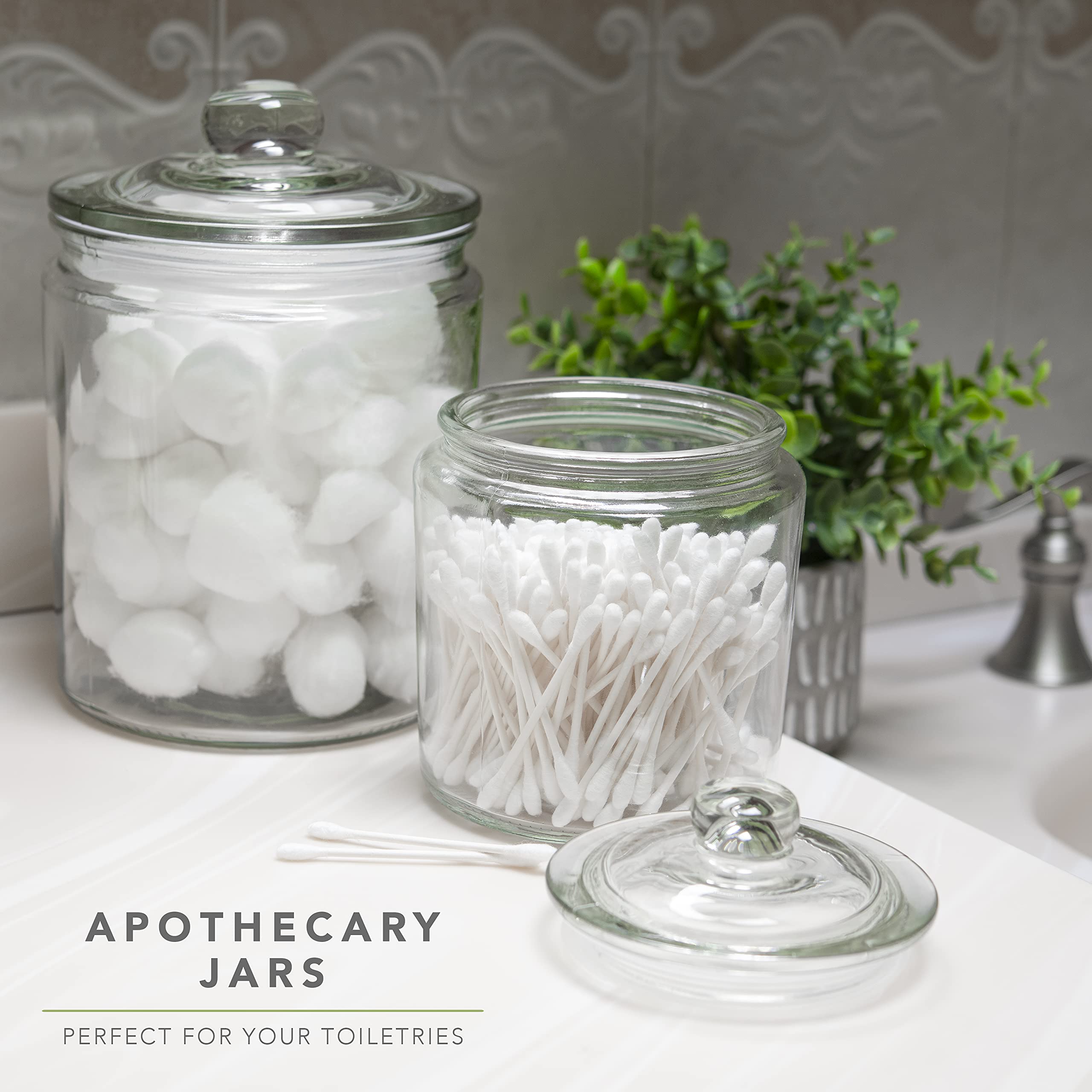 Glass Cookie Jar -2x 1/2 Gallon (64oz) & 1/4Gallon (32oz) - Glass Apothecary Jars With Lids - Canister Sets For Kitchen Counter - Glass Candy Jars - Glass Canisters Set Of 4 - Sugar Containers For Countertop - Like New