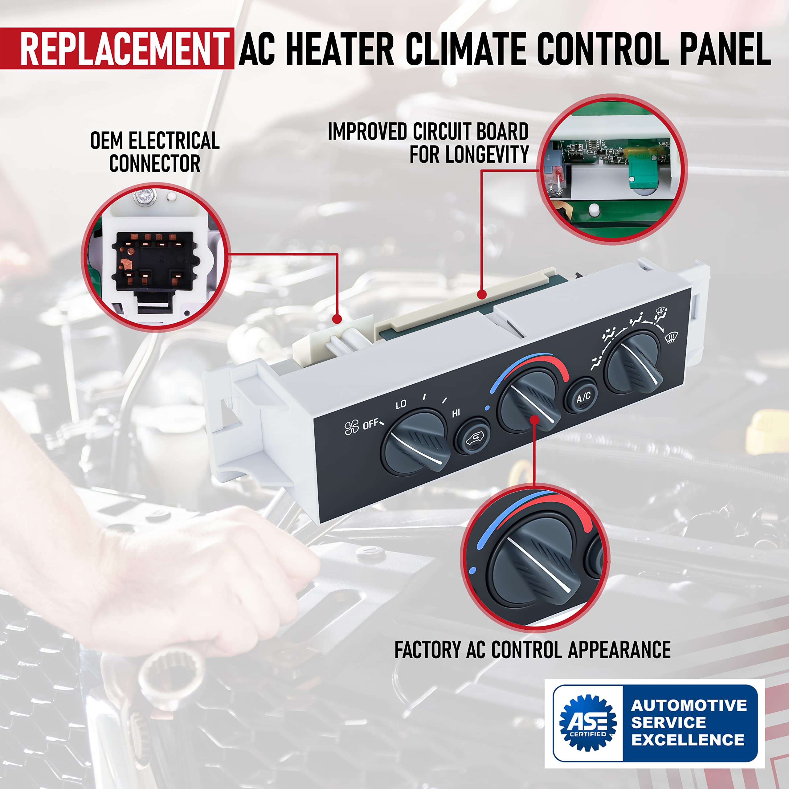 AC Heater Climate Control Module for Chevy, Cadillac, GMC Escalade, C1500, C2500, C3500, K1500, K2500 Suburban, C3500HD, Tahoe Control Panel - 16231175, 16238895, 16240115, 15-72548, 599-007, 9378815 - Very Good