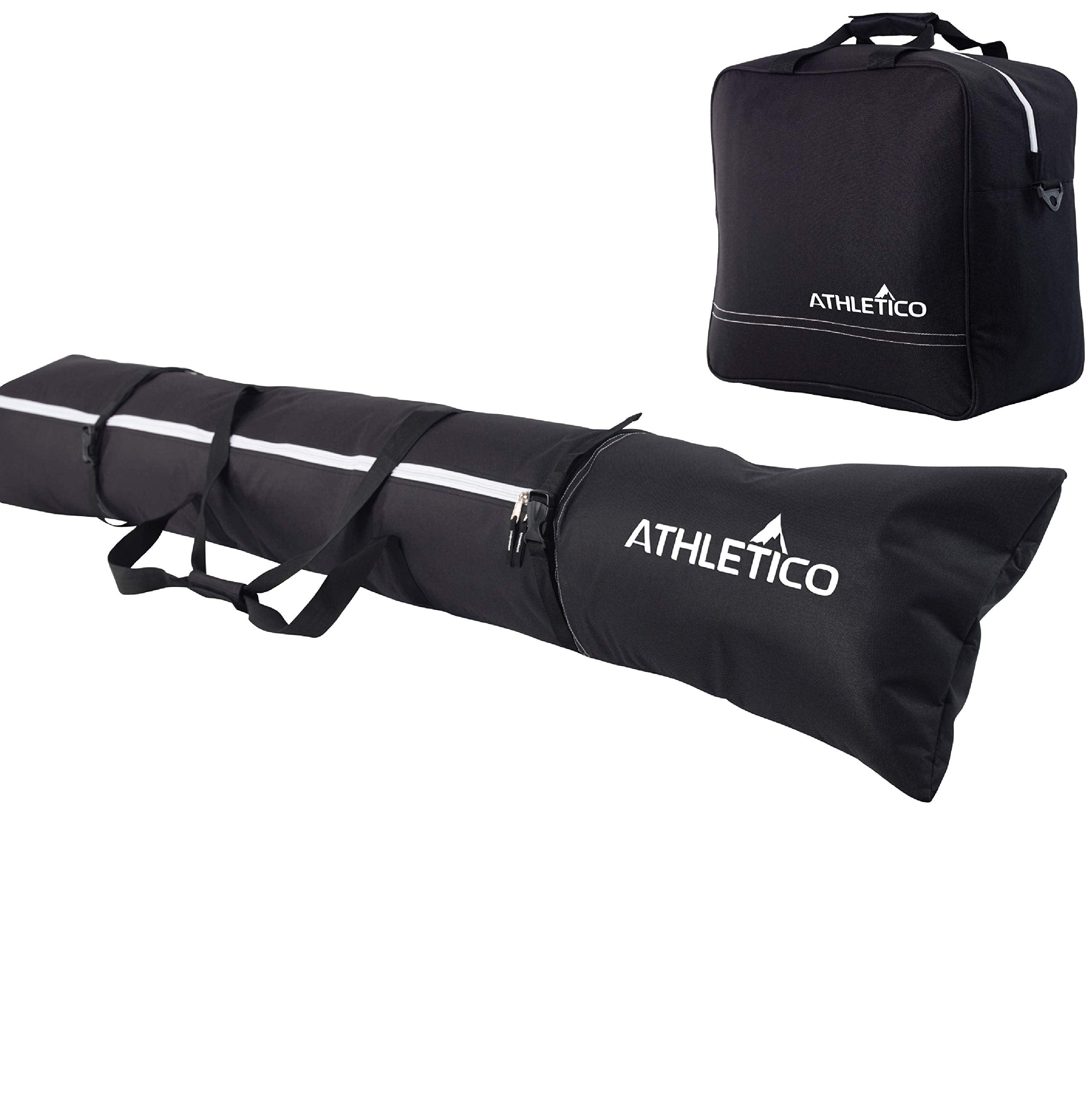 Athletico Padded Ski Bag Combo - Ski Bag & Separate Boot Bag - Store & Transport Skis Up to 200 CM and Boots Up To Size 13 - Padded to Protect All Your Ski Gear and Equipment for Travel (Black)  - Acceptable