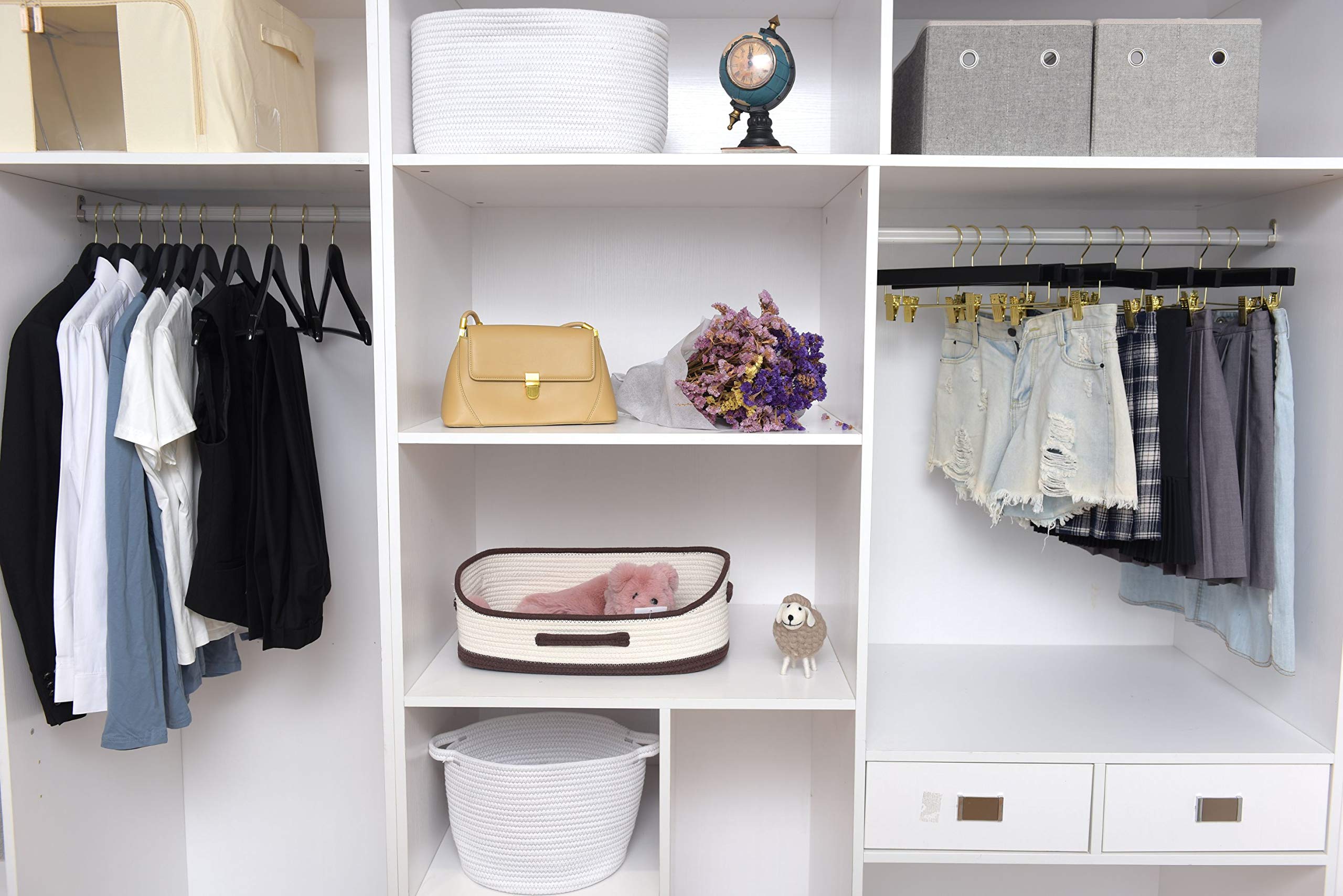 Quality Hangers Wooden Pants Hangers - Multi-Pack Swivel Hook Cloth Hanger Set - Lotus Wood Skirt, Pant, Shorts and Slack Hangers with Adjustable Clip – Clothing Hanger Set - Like New