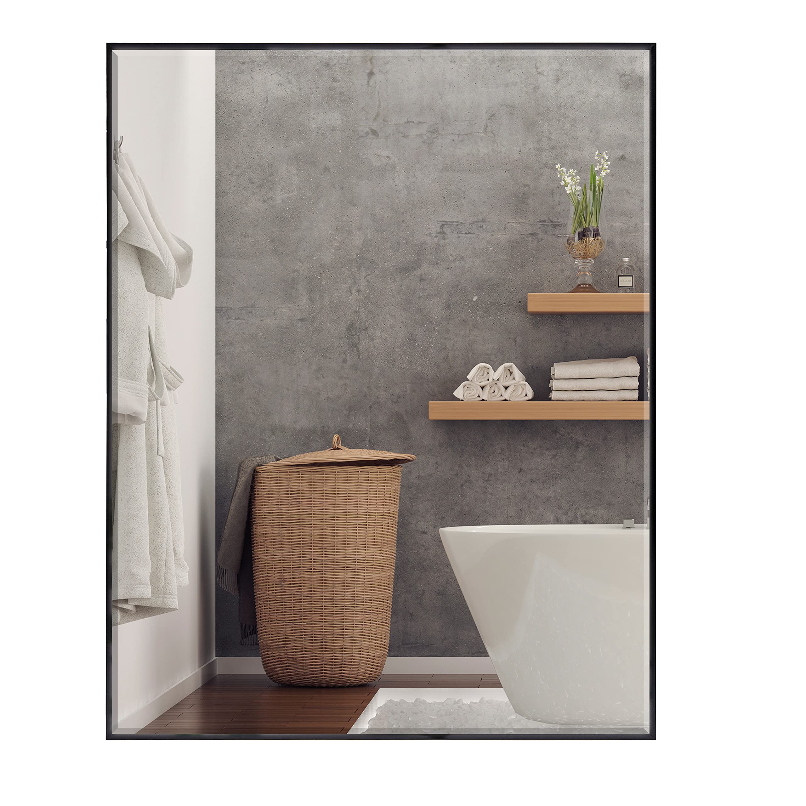 Sheffield Home 23.25x29.25 Modern Thin Edge Framed Wall Mirror - Very Good