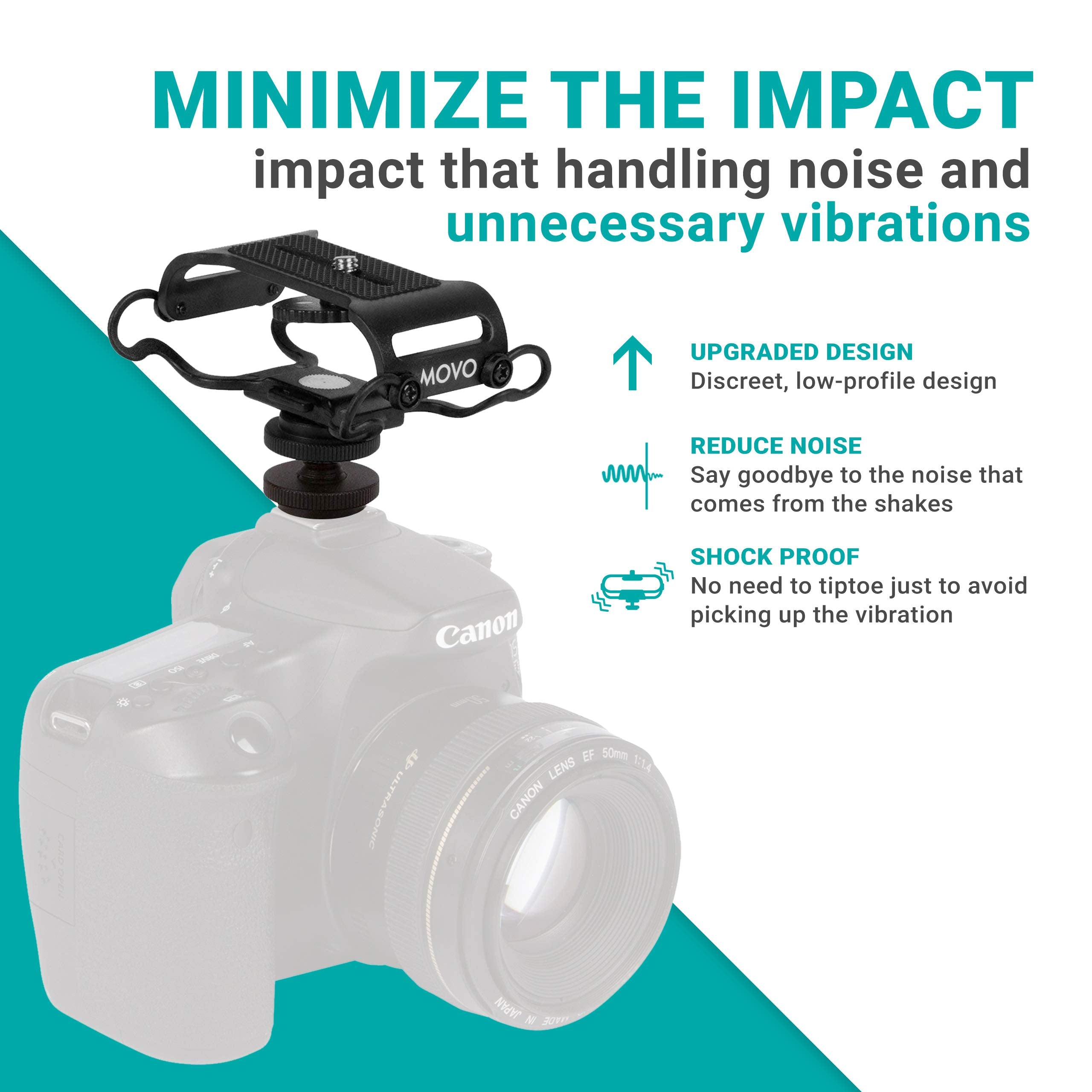 Movo SMM5-B Universal Microphone and Portable Recorder Shock Mount - Fits the Zoom H1n, H2n, H4n, H5, H6, Tascam DR-40x, DR-05x, DR-07x and others with a 1/4" Mounting Screw (Black) - Like New