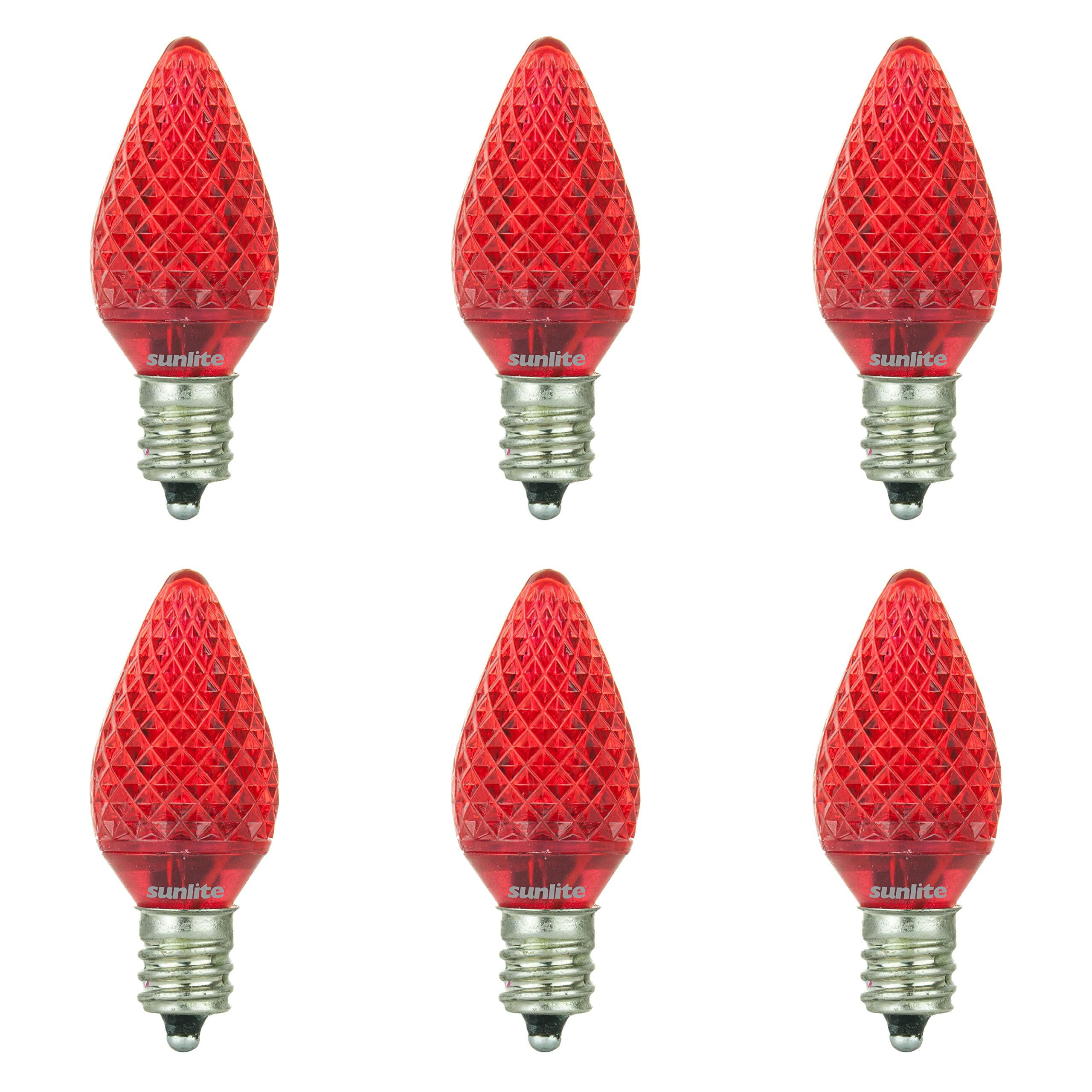 Sunlite 80700-SU C7/3LED/0.4W/C/B/6PK LED Candelabra Based C7 Lamp, Blue, 6-Pack - Like New