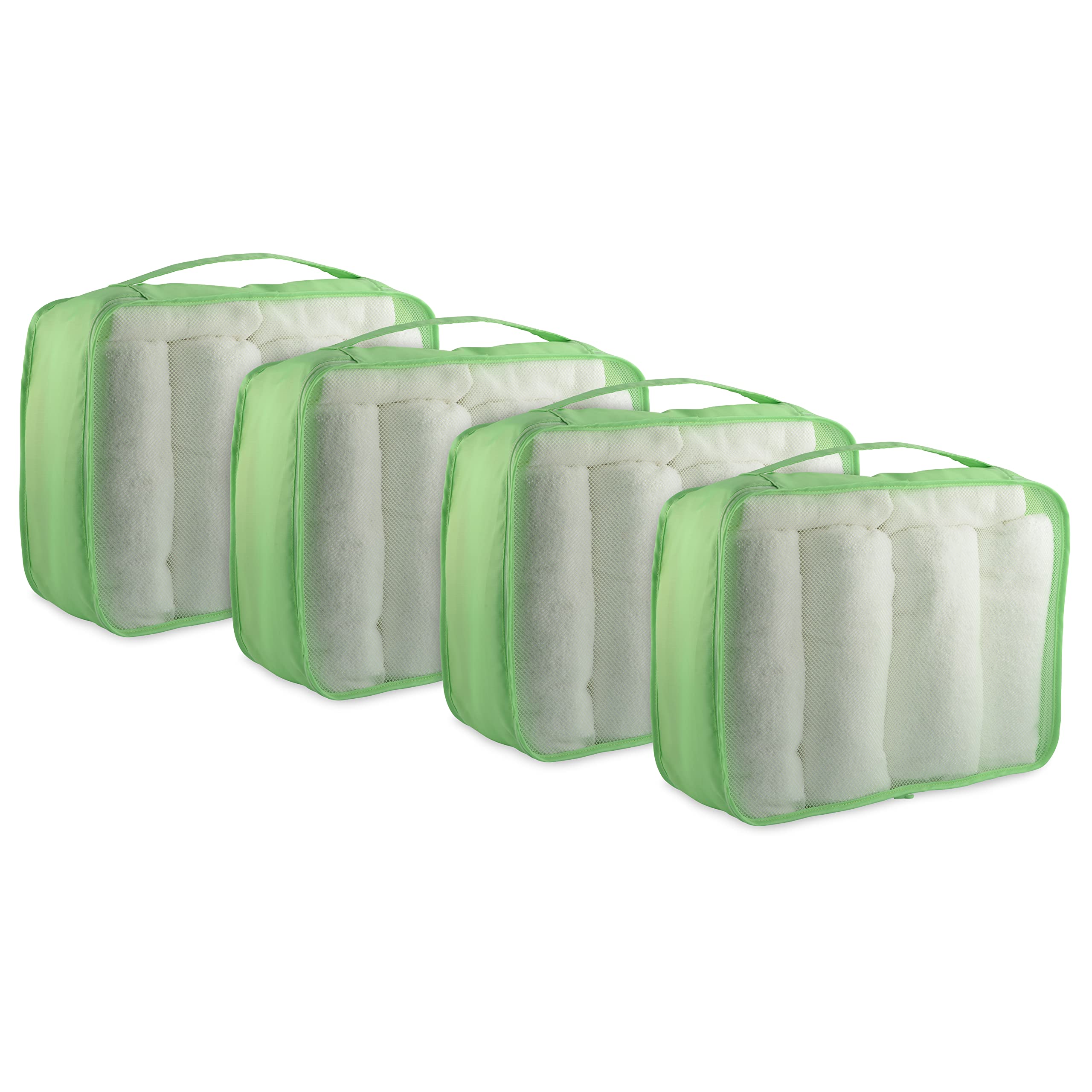 Large Packing Cubes - 4 Set Mesh Green Packing Cubes for Travel, Luggage Organizer Bags, Travel Essentials, Vacation Must Haves for Accessories, Suitcase Storage, Clothes, Shoes, Laundry 17.5x4x12.75  - Like New