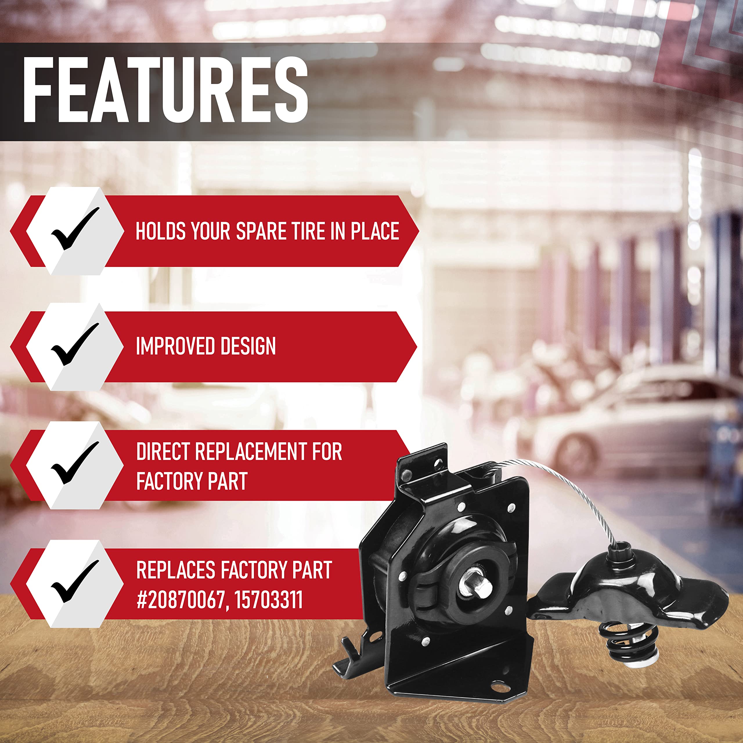 Spare Tire Hoist - Replaces 20870067, 15703311, 924-510, 15866164 - Compatible with Chevy, GMC Vehicles - 1999-2017 Silverado 1500, 1999-2004, Sierra 1500, Silverado 2500, 2000 Tahoe, Suburban - Very Good