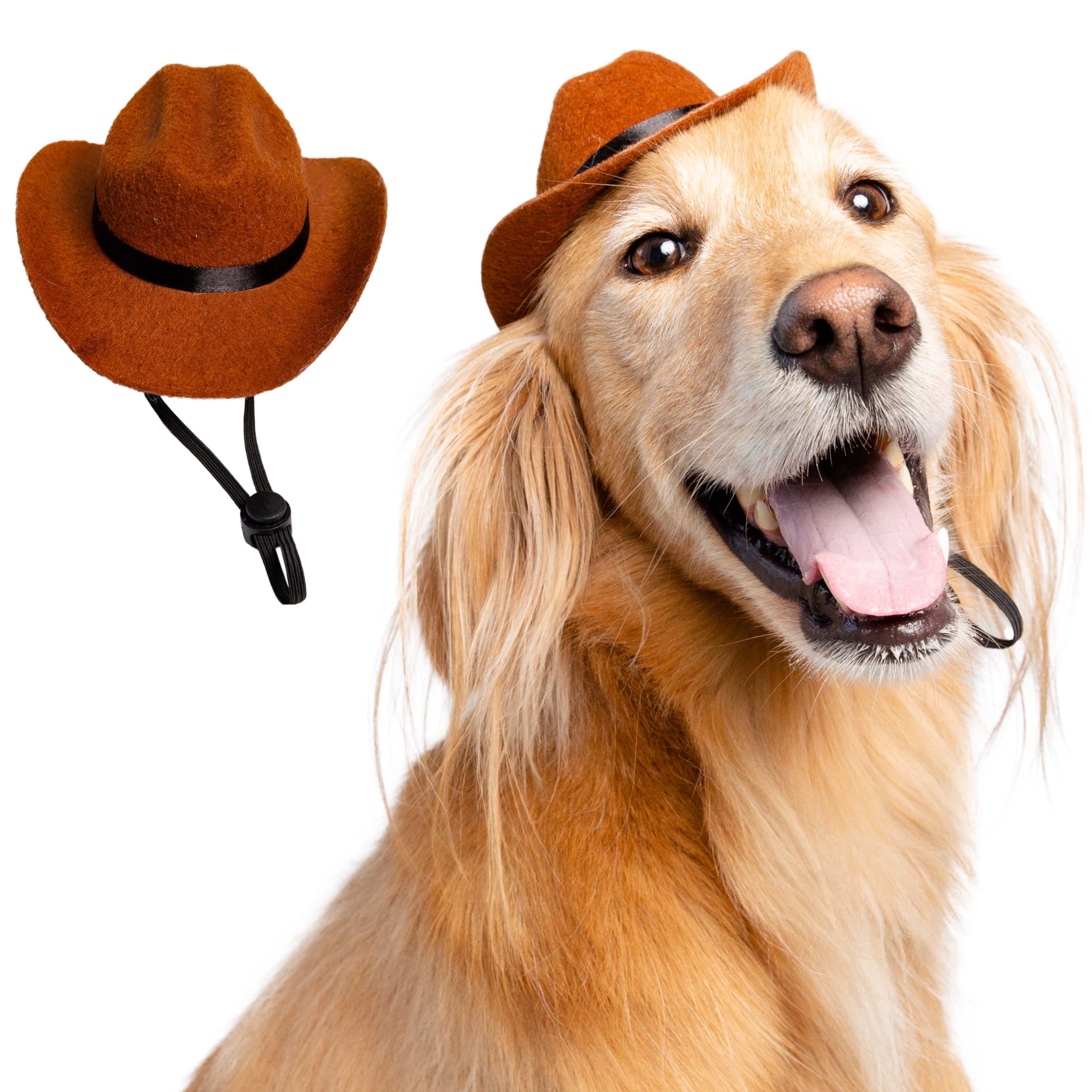 Pet Krewe Cowboy Hat Dog Costume for Cats and Dogs | Pet Costume for Dogs 1st Birthday, National Cat Day & Celebrations | Halloween Outfit for Small and Large Cats & Dogs - Like New