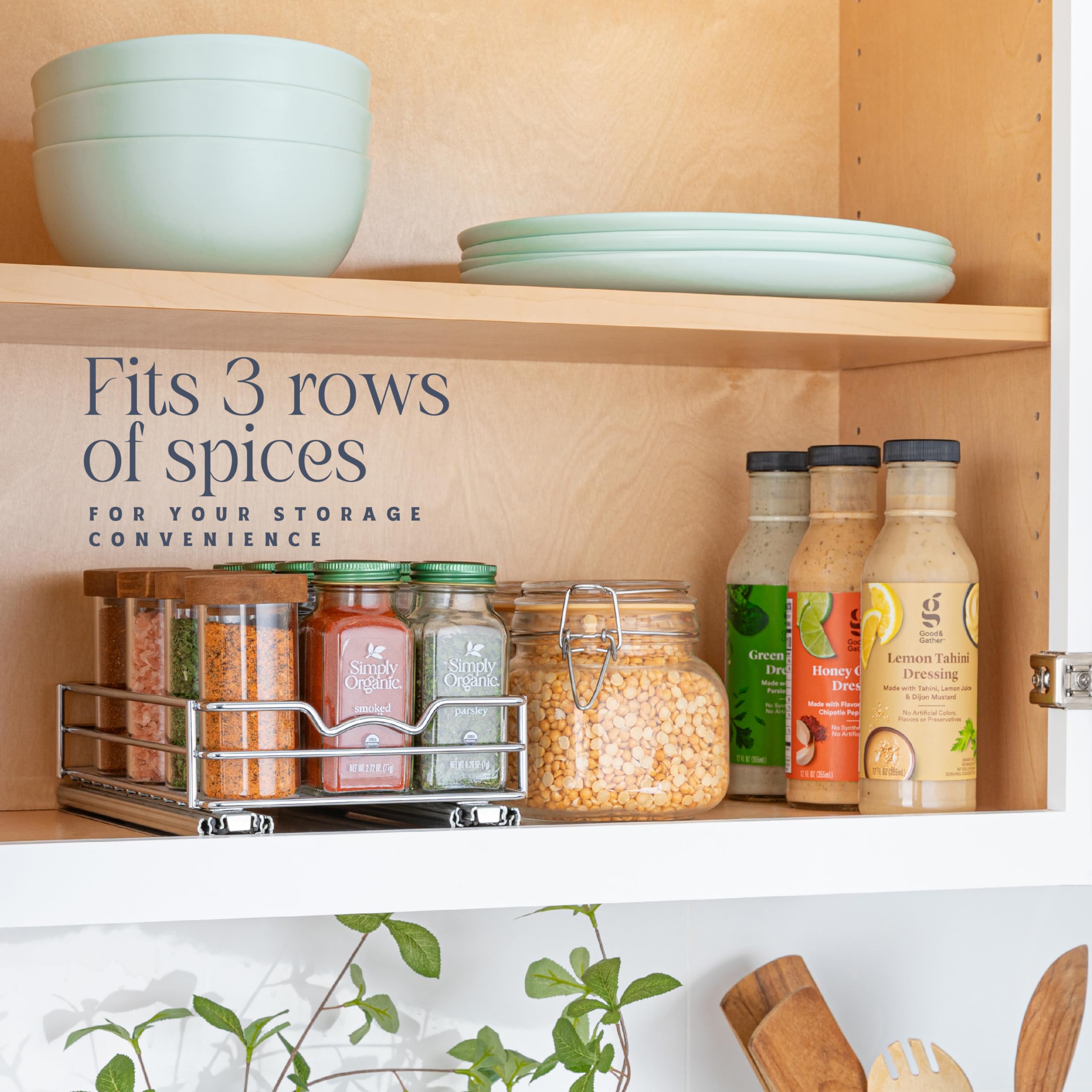 HOLDN� STORAGE Pull Out Spice Rack Organizer for Cabinet, Heavy Duty-5 Year Limited Warranty- 6" W Slide Out Spice Rack -Fits Spices, Sauces, Cans etc. Requires at Least 6.9� Cabinet Opening - Like New