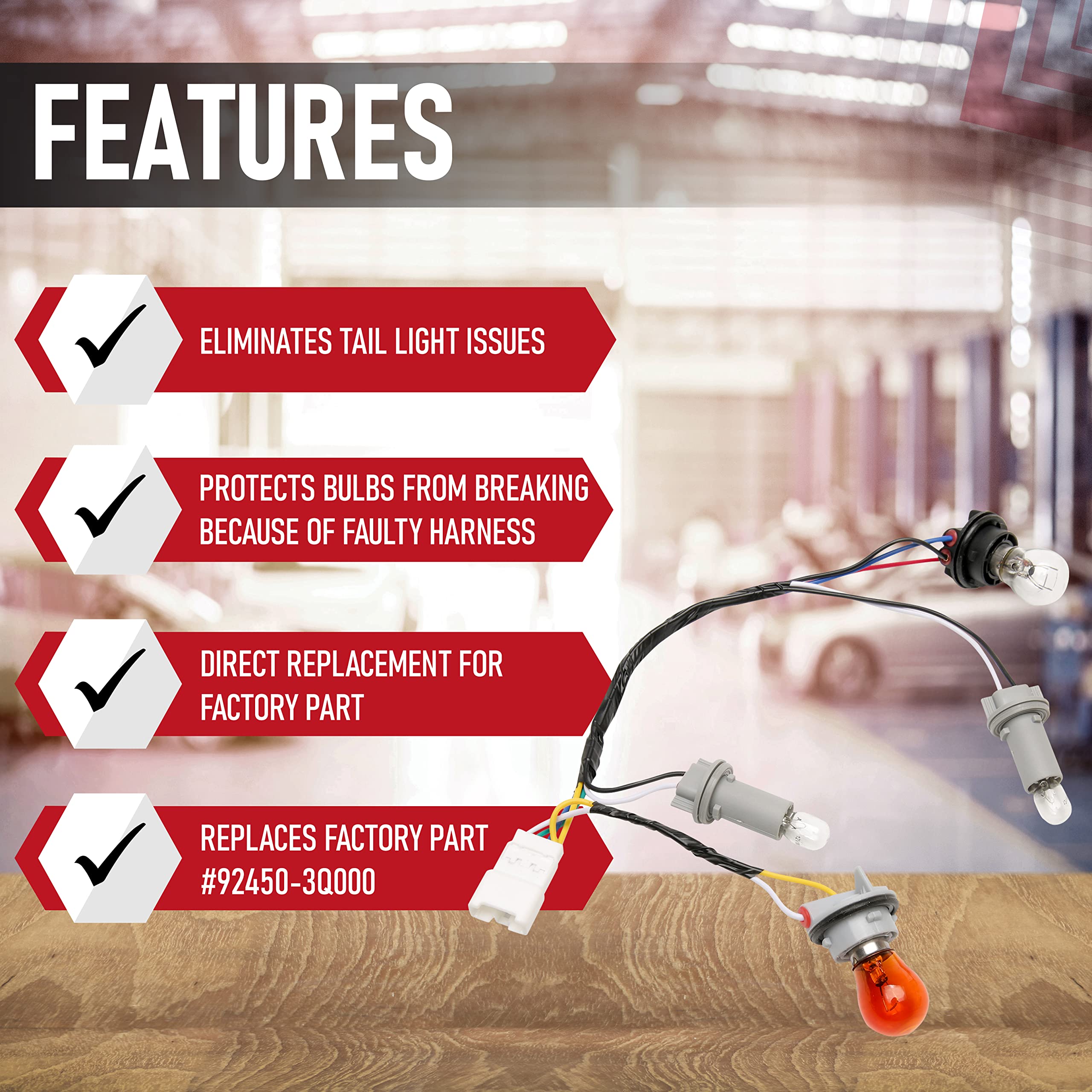 Replacement Tail Light Lamp Wiring Harness and Socket with Complete Bulb Set - Compatible with Hyundai Sonata 2011, 2012, 2013 - Rear Exterior Light Wire Harness - 92450-3Q000, 92450 3Q000 - Like New