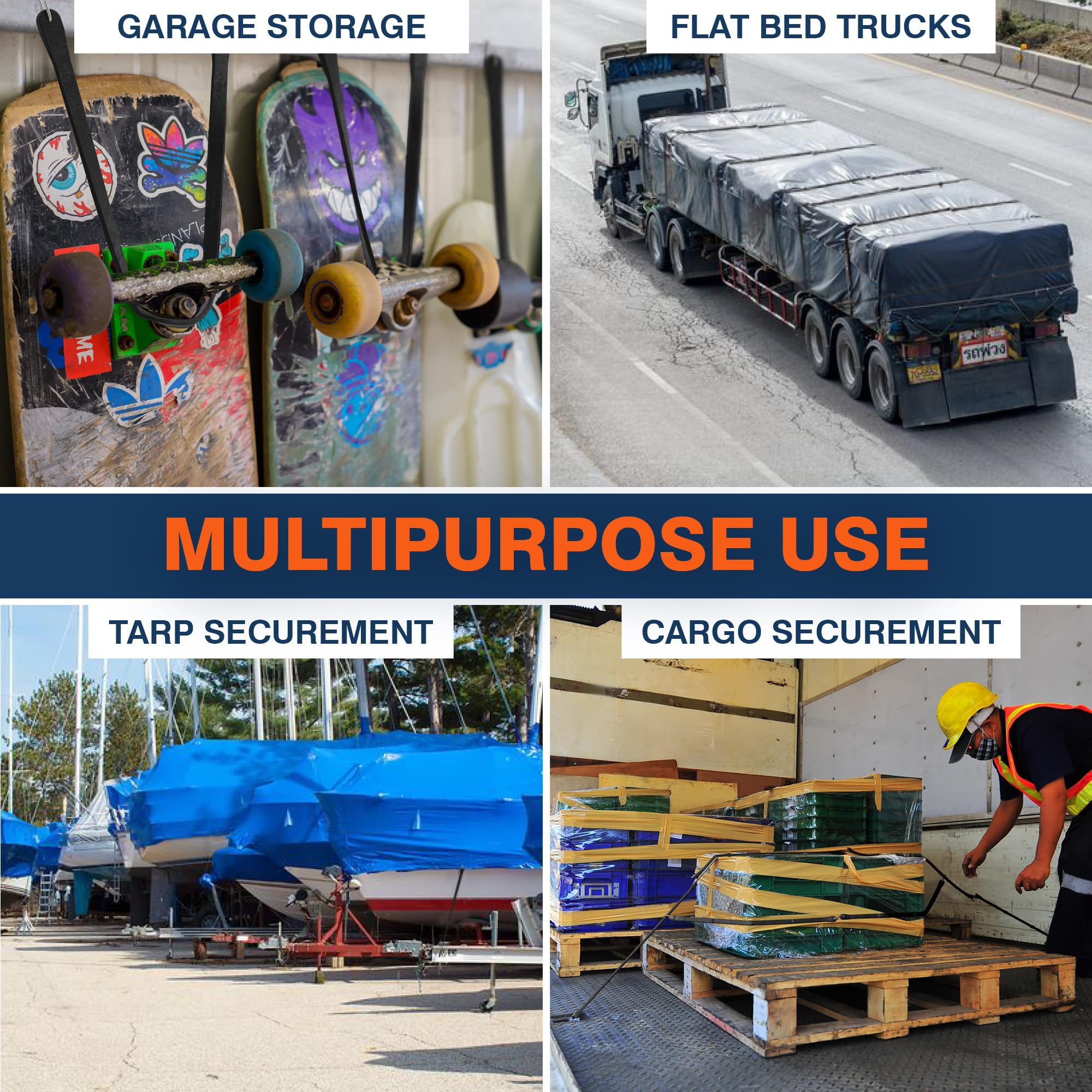 Rubber Bungee Cords with Hooks - Heavy Duty Outdoor Flatbed Tarp Straps Bungie Tie Downs - Very Good