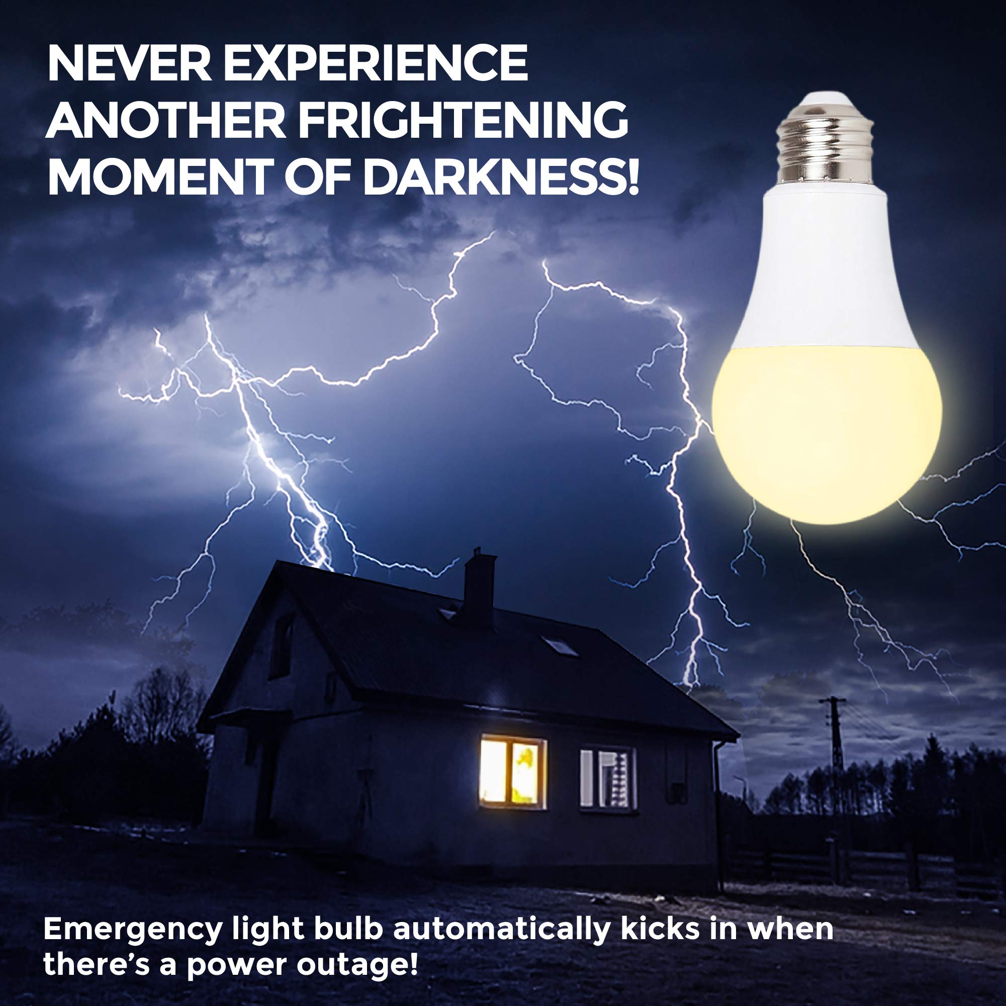 Ciata Lighting LED Smart Emergency Light Bulb with Rechargeable Battery Back-up - Intelligent Lighting, Lasts 3-4 Hours During Power Outage - Extra Hook for Camping, Outdoor  - Like New
