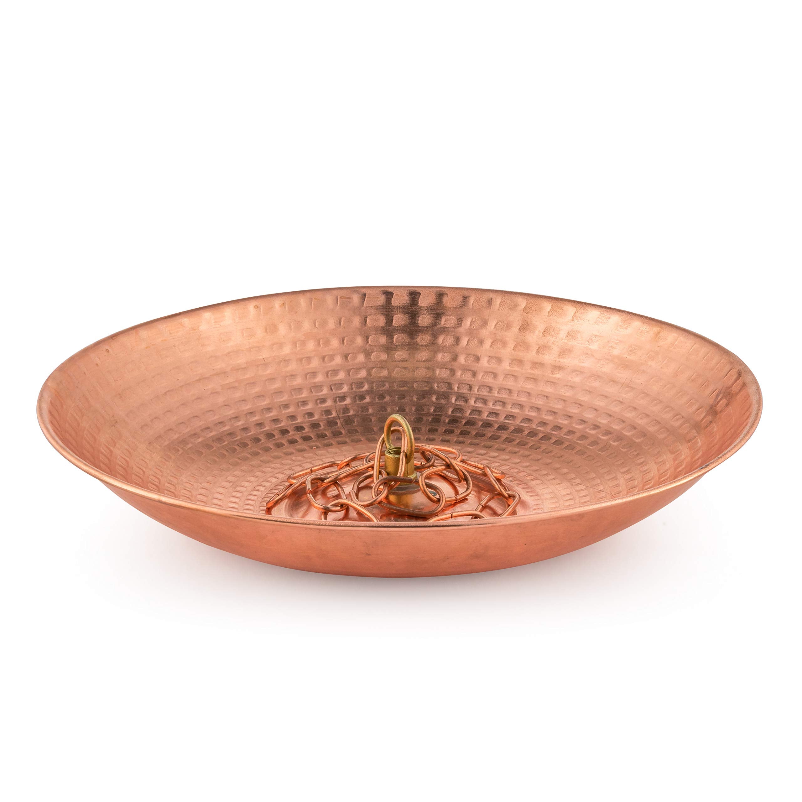Marrgon Copper Anchoring Basin � Hammered Metal Bowl for Rain Chain Downspout Gutters � Beautiful Decorative Fountain Dish Display for Outdoor Garden, Lawn & Patio Water Feature � 11� Wide x 2� High - Like New