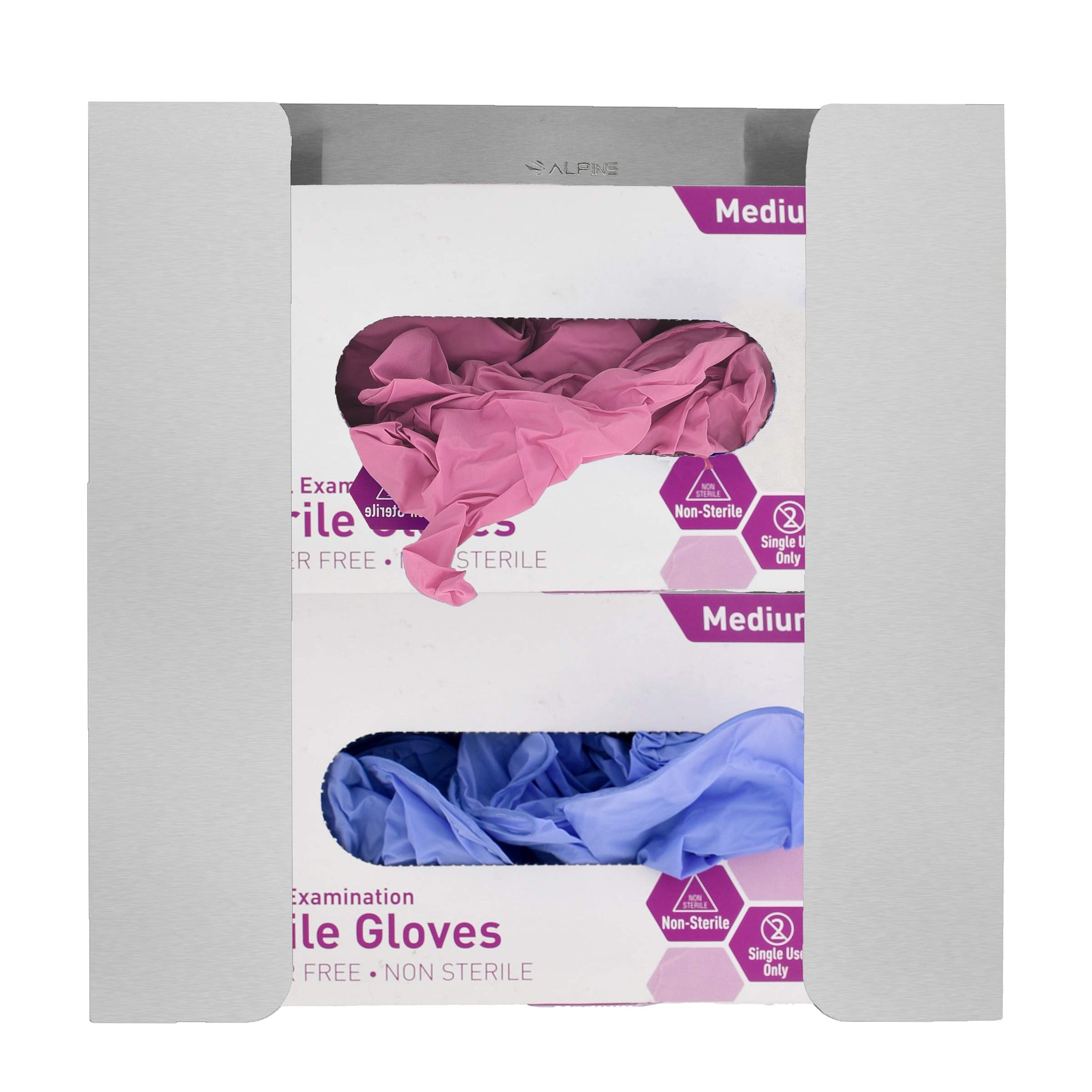 Alpine Industries Double Stainless Steel Glove Box Holder/Dispenser � Easy to Mount Glove & Tissue Holder � for Home & Office Organizing Needs, White, 485-02 - Acceptable