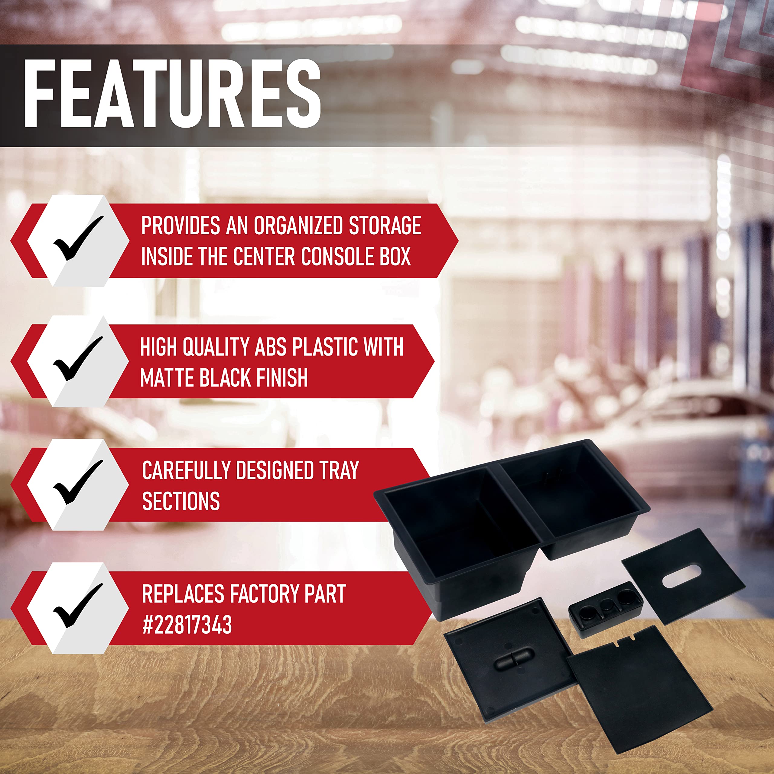 AA Ignition Center Console Organizer Tray - Replaces Part 22817343 - Compatible with Chevy, GMC Vehicles - 2014-2019 Silverado 1500, 2500 HD, Suburban, 3500 HD, Tahoe, Sierra, 2500, Yukon, XL - Very Good