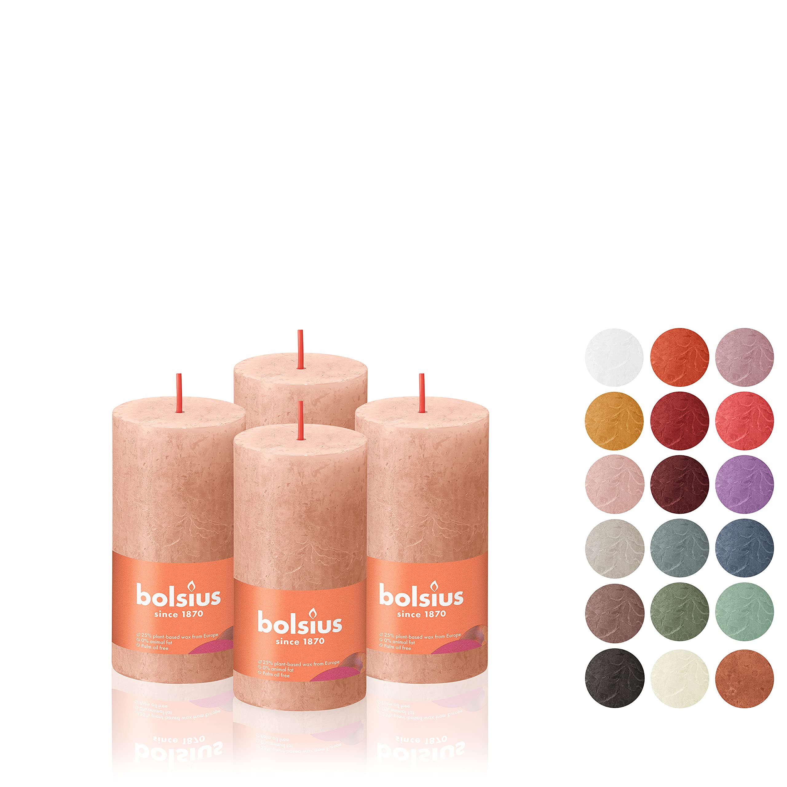 BOLSIUS 4 Pack Caramel Rustic Pillar Candles - 2 X 4 Inches - Premium European Quality - Includes Natural Plant-Based Wax - Unscented Dripless Smokeless 30 Hour Party D�cor and Wedding Candles - Acceptable