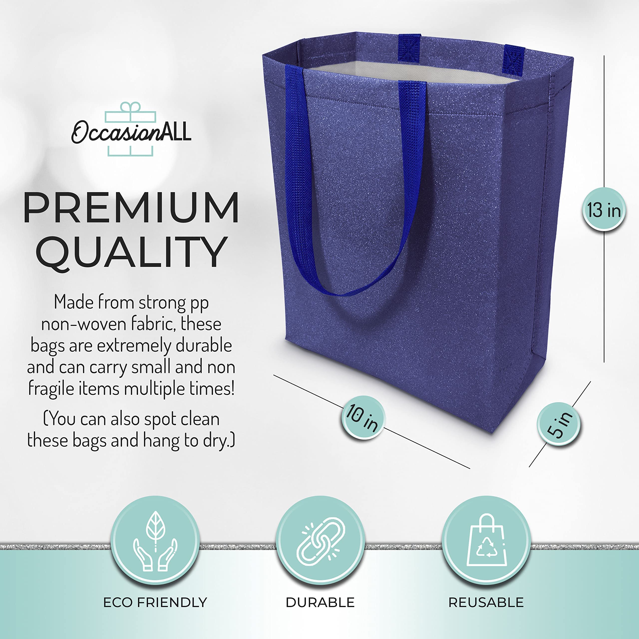 OccasionALL Gold, Silver, Red, Blue Assorted Glitter Gift Bags - Very Good