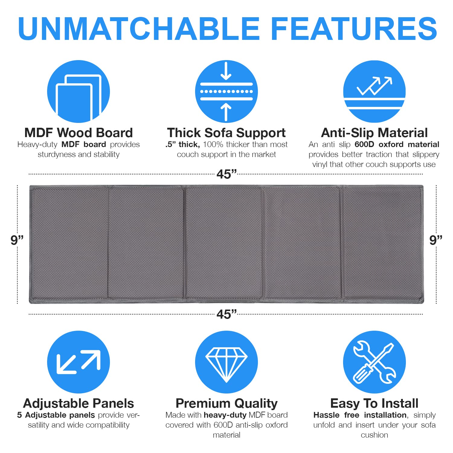 Tidy Zebra Extra Thick Under Couch Cushion Support for Sagging Couch Pillows! Couch Supporter Board Seat Saver vs. Couch Cushion Replacement, for Loveseat Sofa Recliner Furniture - Acceptable