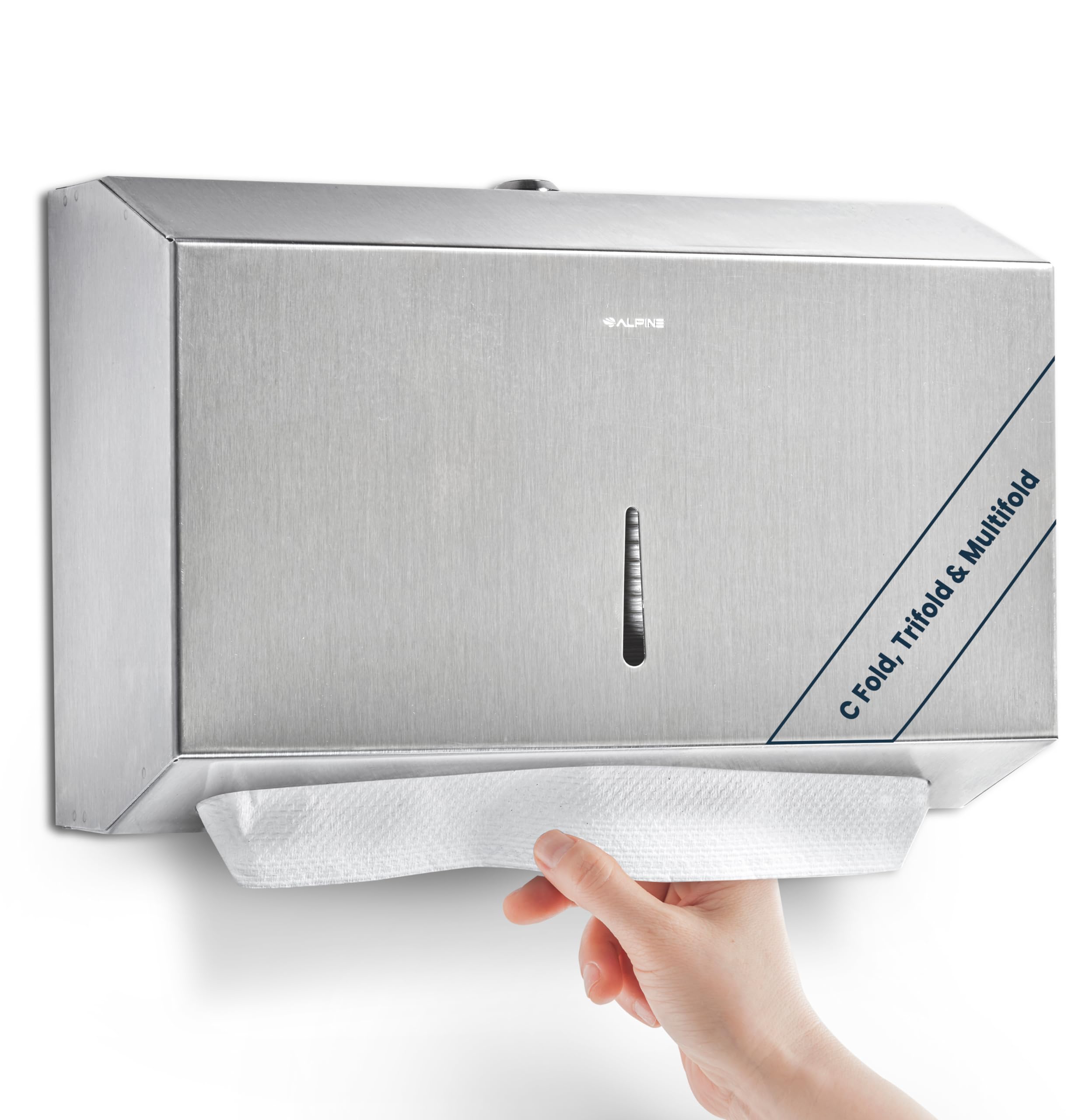 Alpine Paper Towel Dispenser Wall Mount for C Fold, Trifold & Multifold Paper Towels - Stainless Steel Hand Towel Dispenser for Commercial & Residential Use - Like New