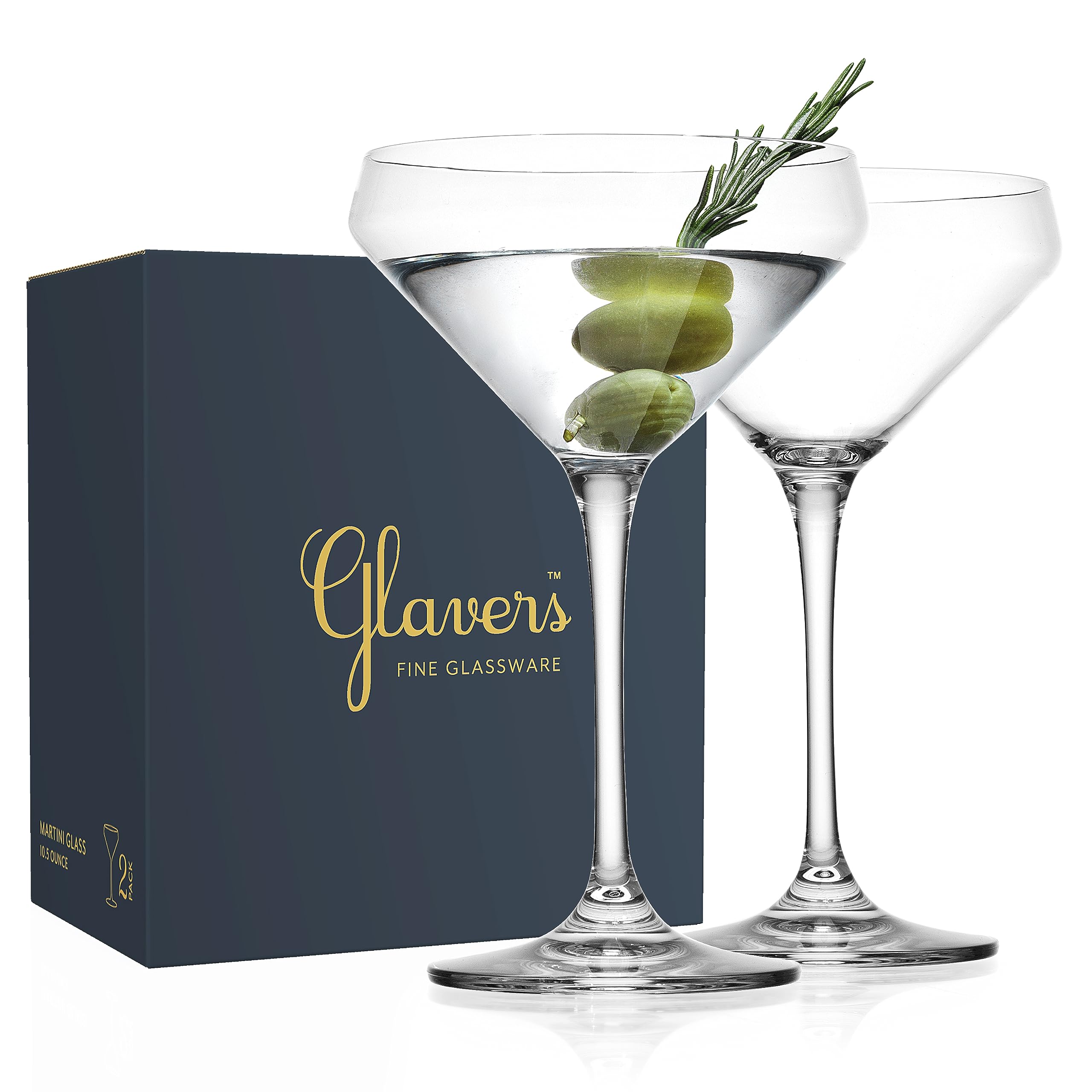 Glaver's Martini Glasses Cocktail Glasses, 10.5 Ounce Stemmed Margarita Glasses, For Bar, Martini, Cosmopolitan, Gimlet and Cocktails. - Dishwasher Safe. - Like New